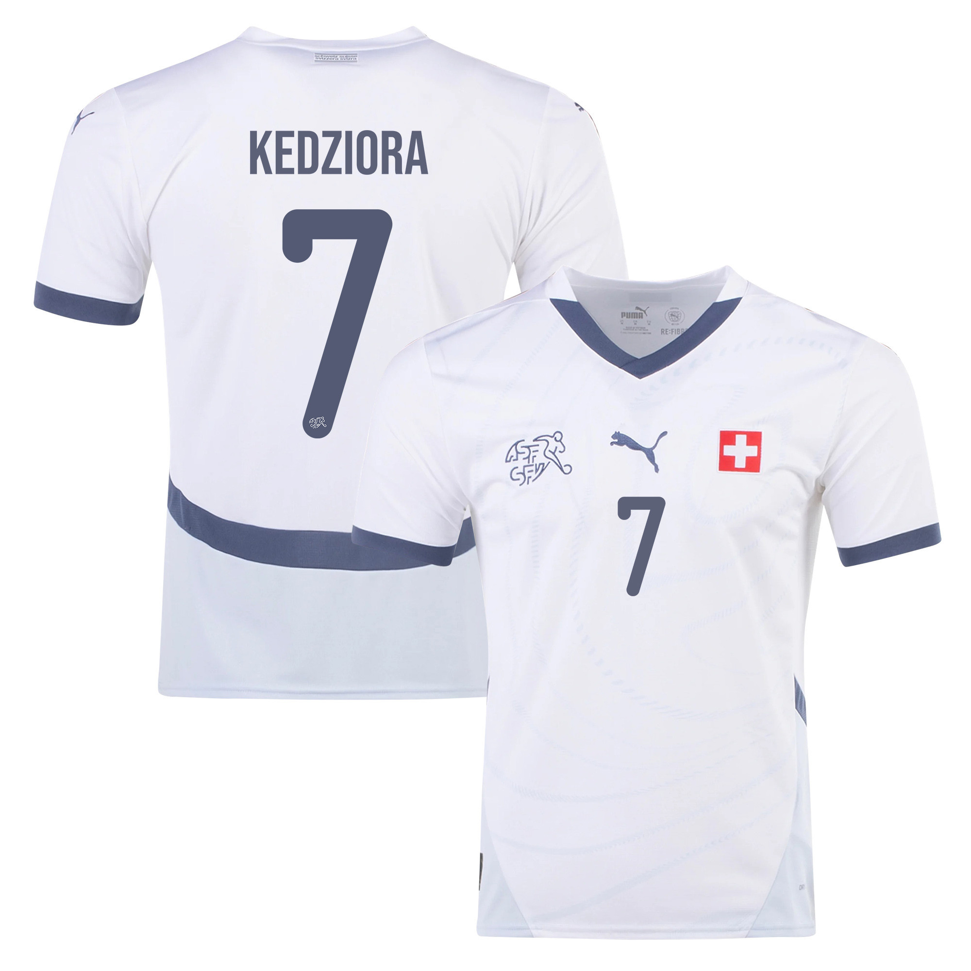 Michael Lang 7 Switzerland National Team 2024/25 Away Men Jersey - White