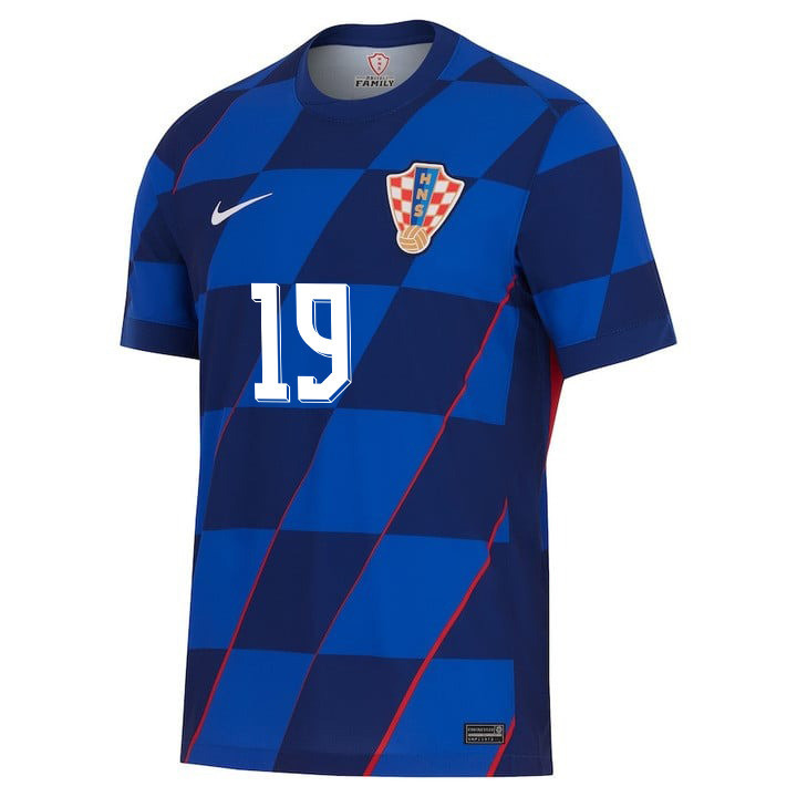 Borna Sosa 19 Croatia National Team 2024 Away Men Jersey - Blue