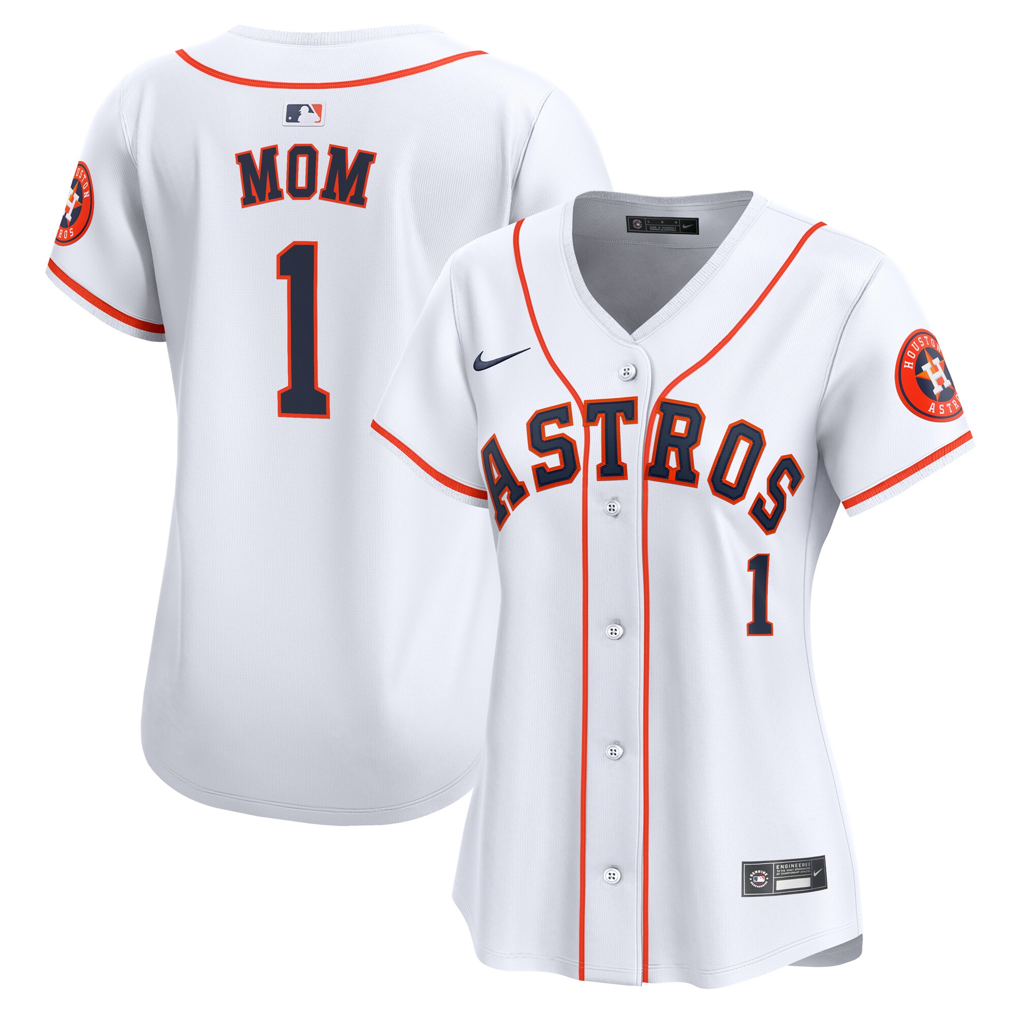 Houston Astros  Women's #1 Mom Home Limited Jersey - White