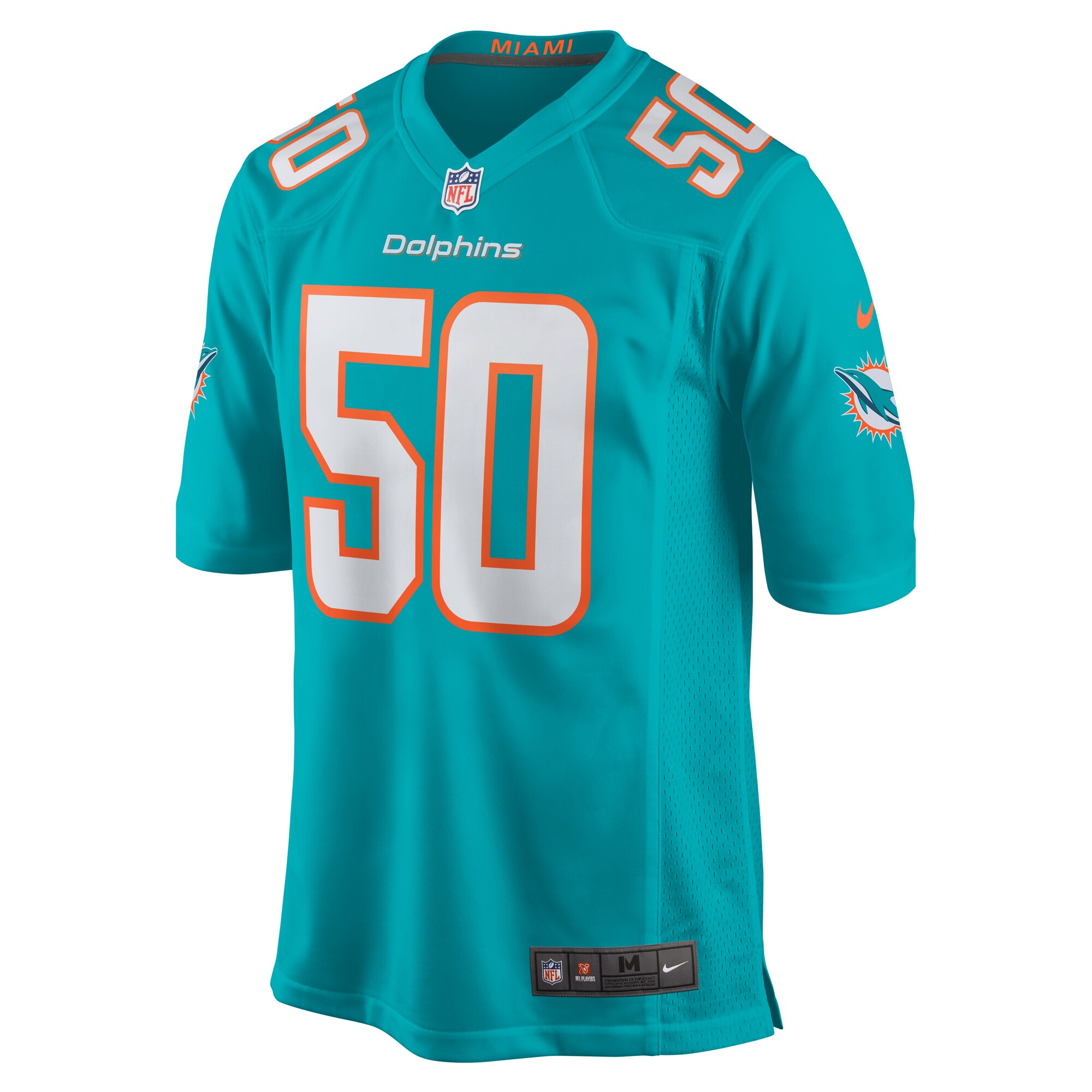 Chase Winovich Miami Dolphins  Team Game Jersey -  Aqua