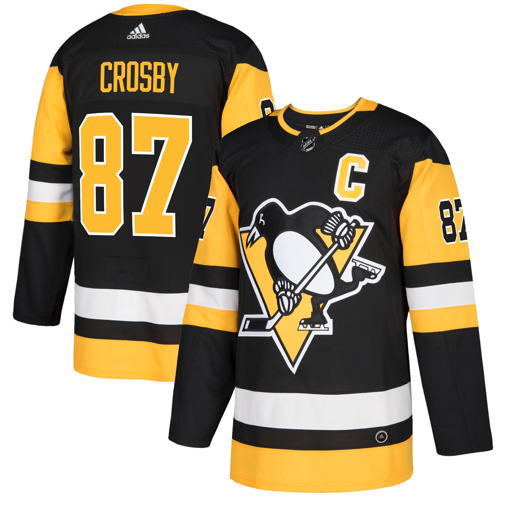 Sidney Crosby Pittsburgh Penguins adidas Captain Patch Authentic Player Jersey - Black