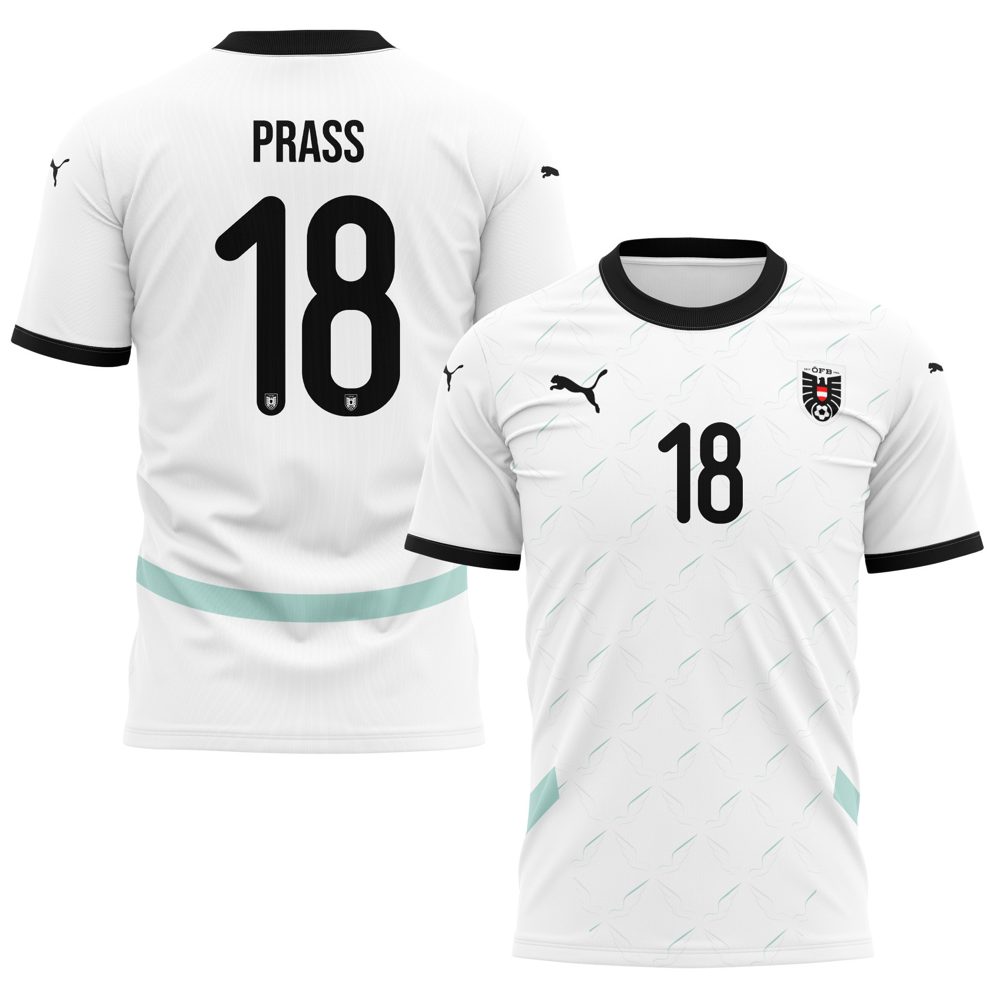 Alexander Prass 18 Austria National Team 2024/25 Away Kits AOP T-shirt - White