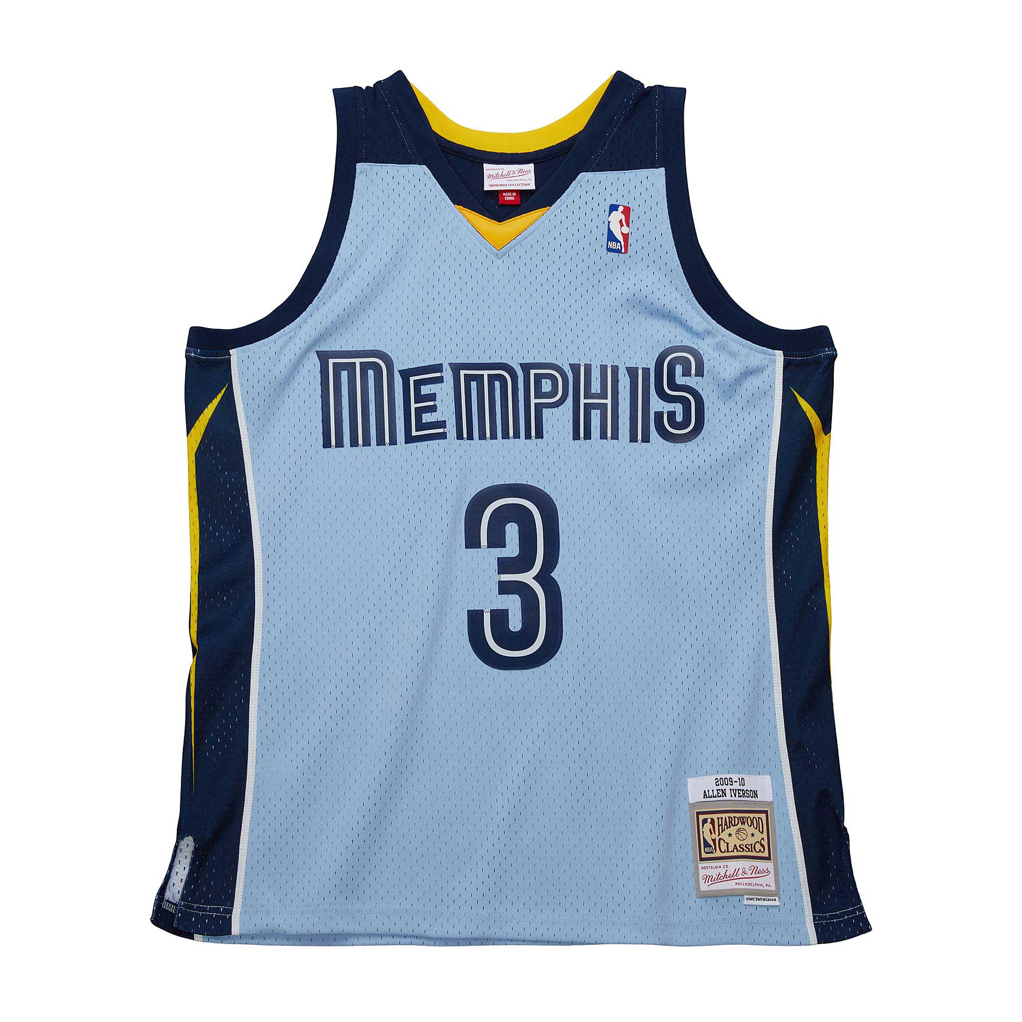 Allen Iverson Memphis Grizzlies Mitchell & Ness 2009\/10 Hardwood Classics Swingman Jersey - Light Blue