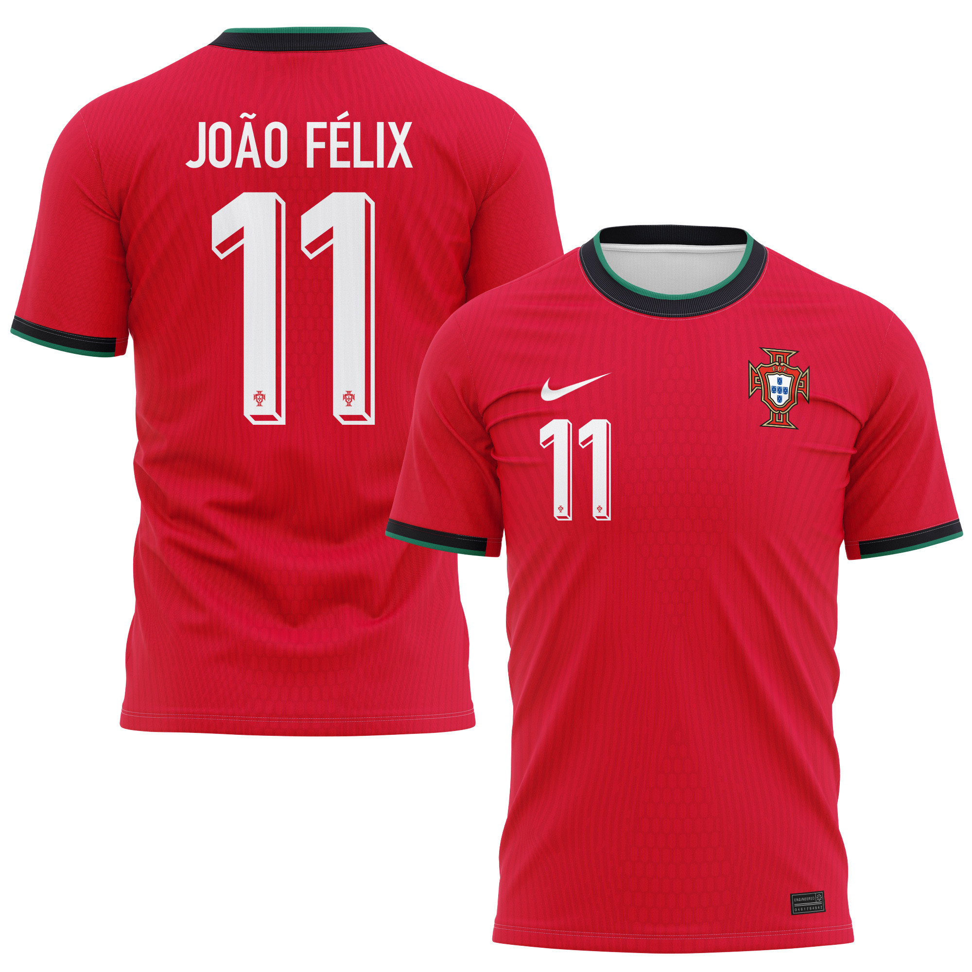 João Félix 11 Portugal National Team 2024/25 Home Kits AOP T-shirt - Red