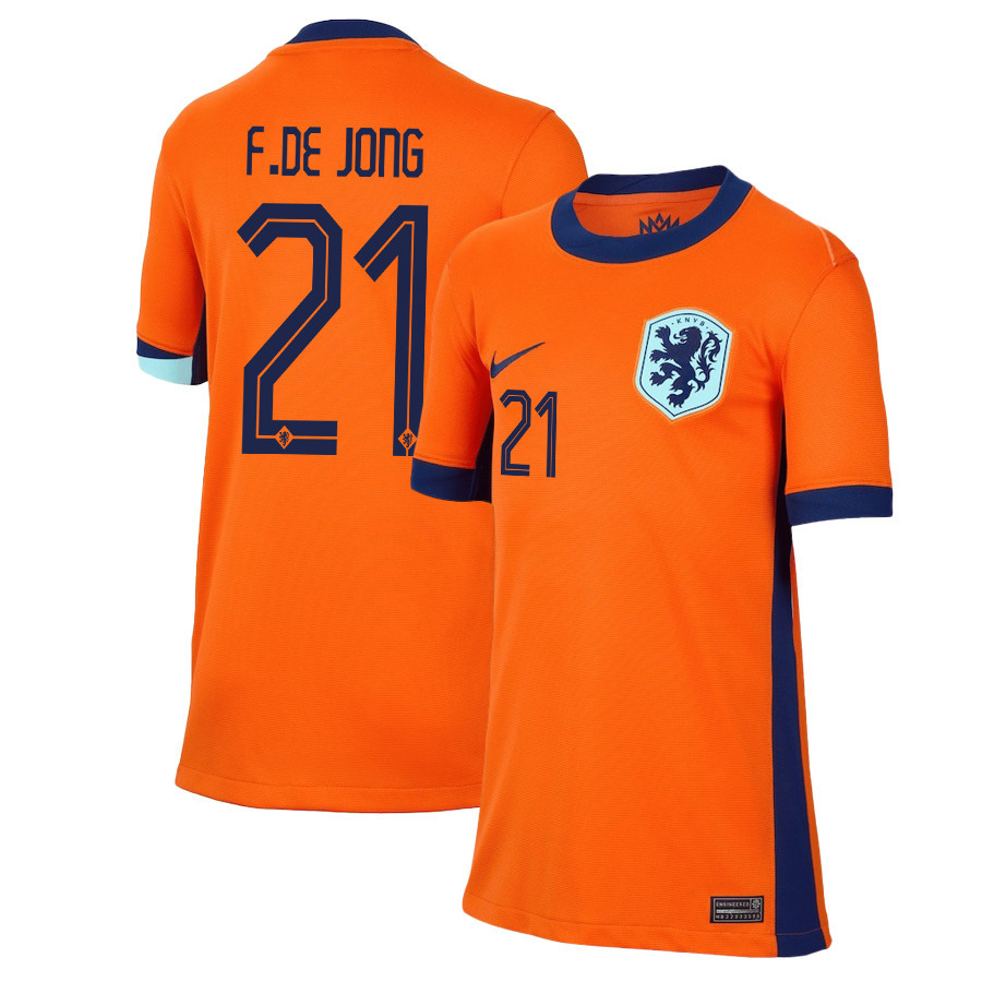 Frenkie de Jong 21 Netherlands National Team 2024/25 Home YOUTH Jersey - Orange