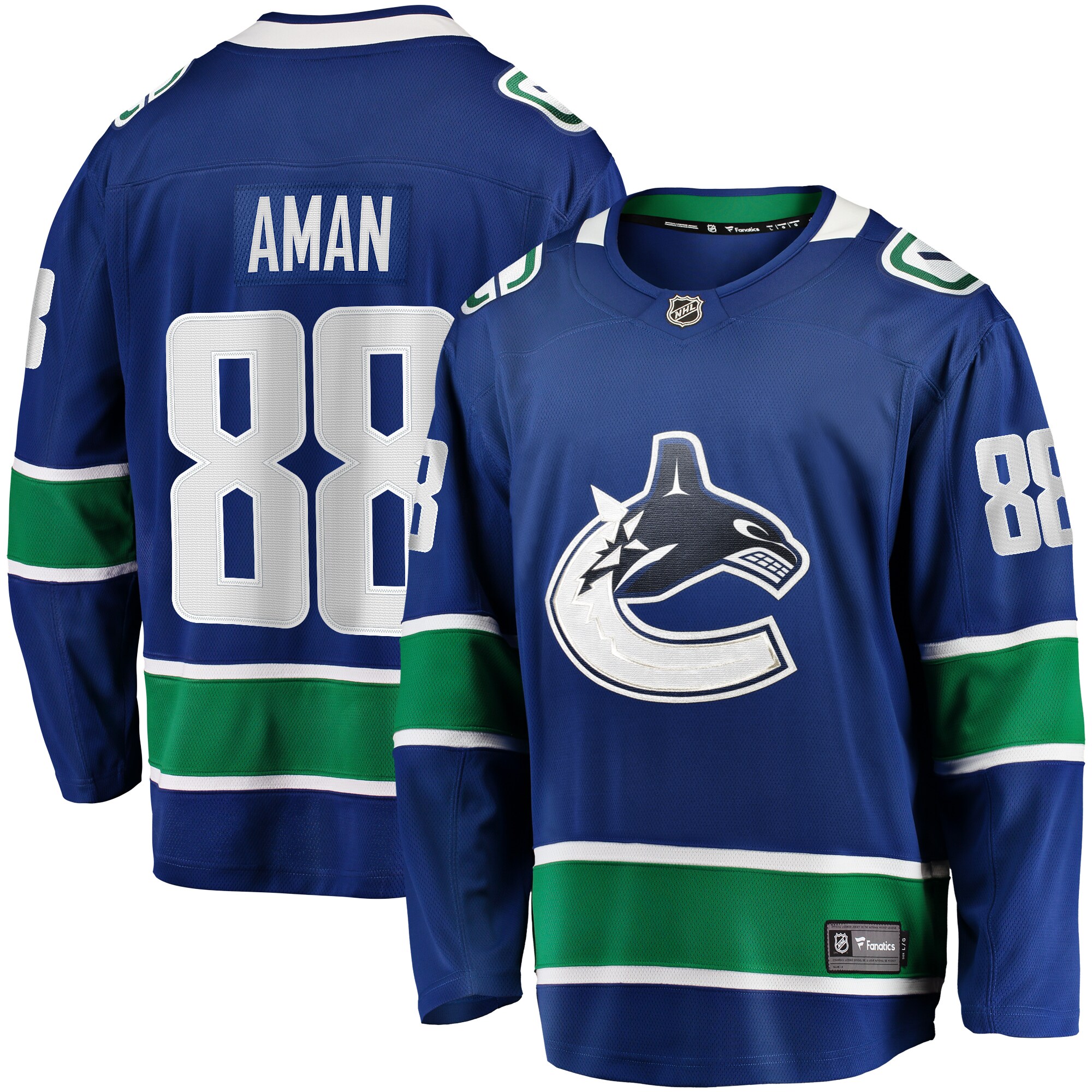 Nils Aman Vancouver Canucks Fanatics Home Premier Breakaway Player Jersey - Blue