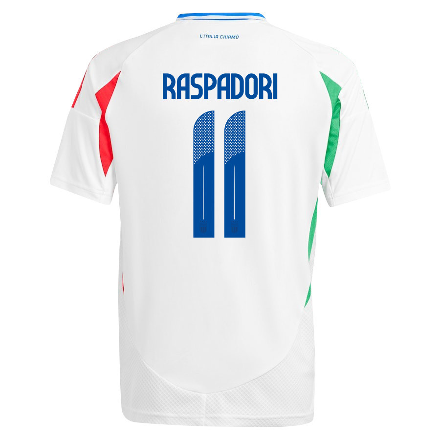 Giacomo Raspadori 11 Italy National Team 2024/25 Away YOUTH Jersey - White