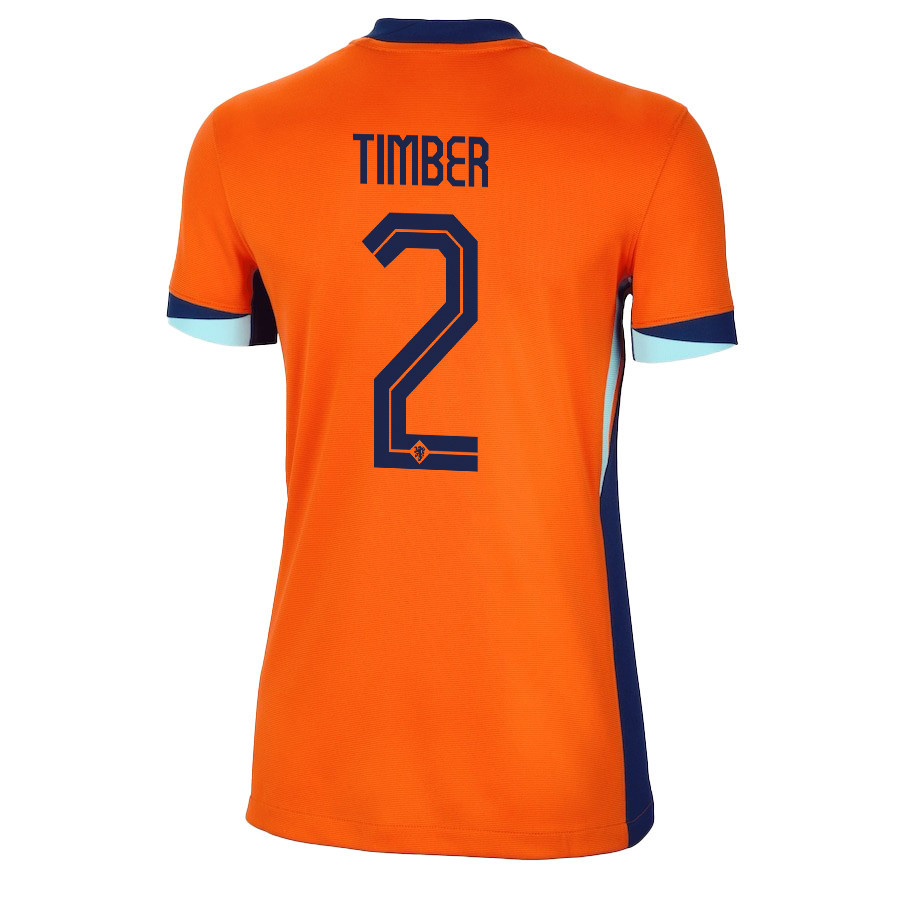 Jurriën Timber 2 Netherlands National Team 2024/25 Home WOMEN Jersey - Orange