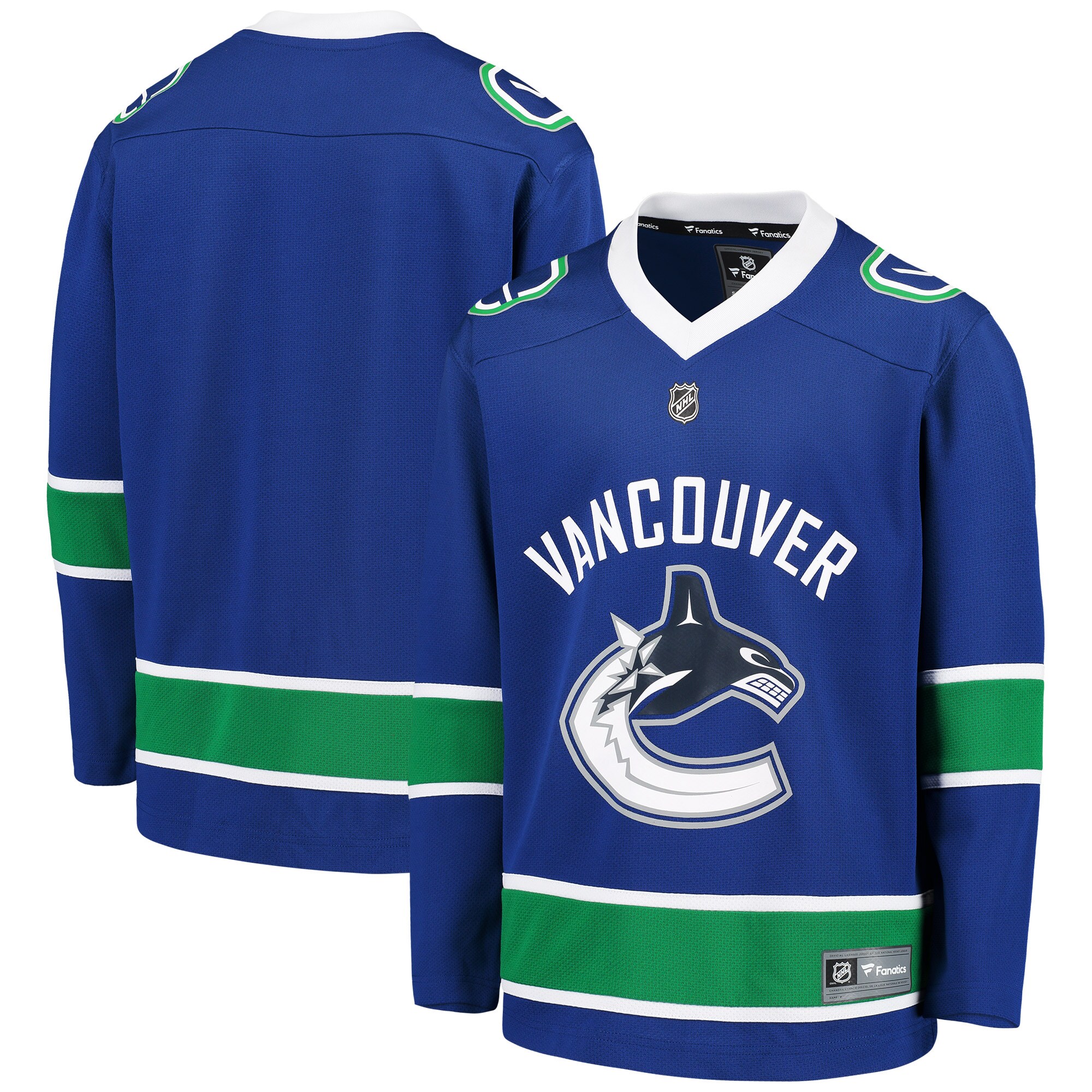 Vancouver Canucks Fanatics Youth Home Replica Blank Jersey - Blue