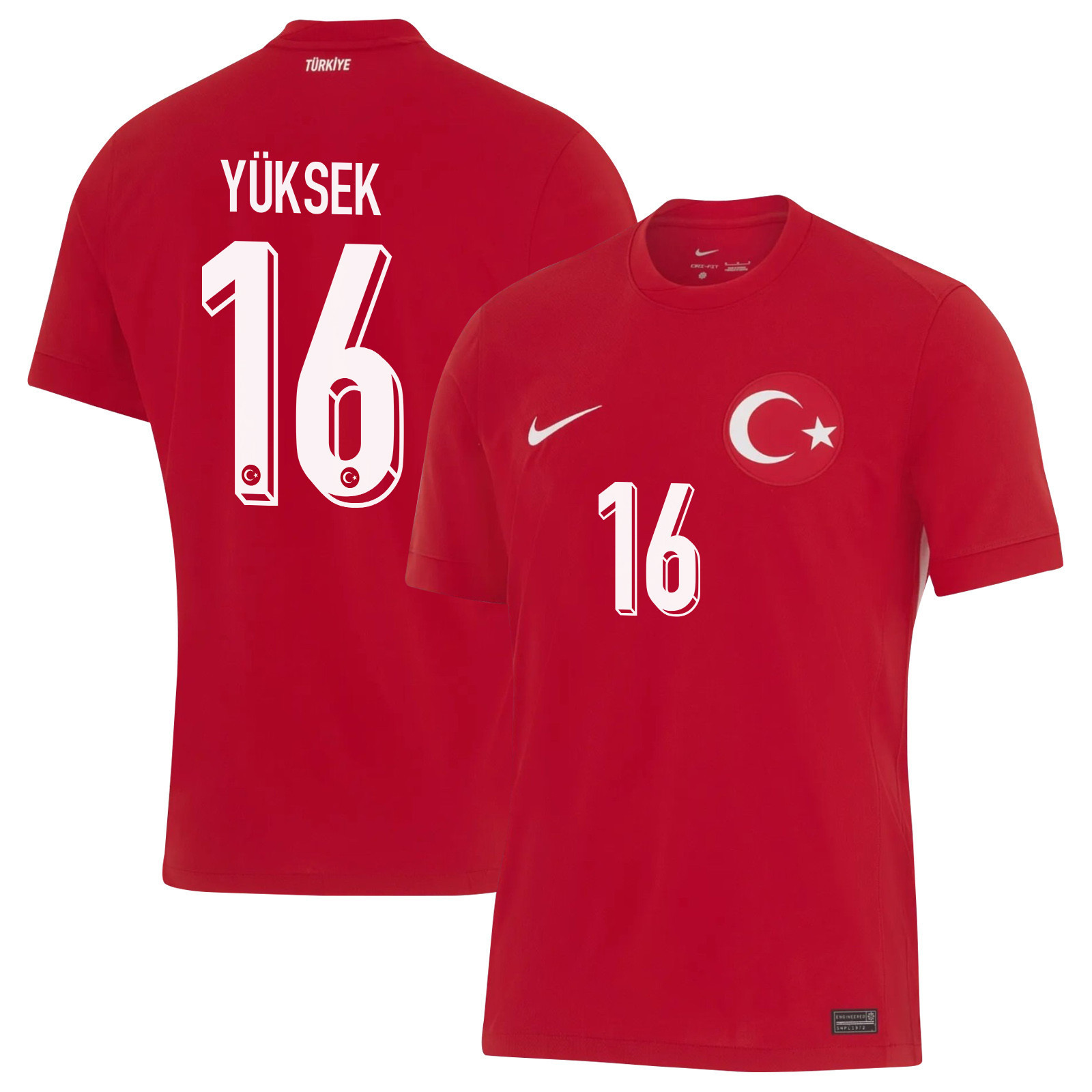 İsmail Yüksek 16 Turkey National Team 2024 Away Stadium Men Jersey - Red