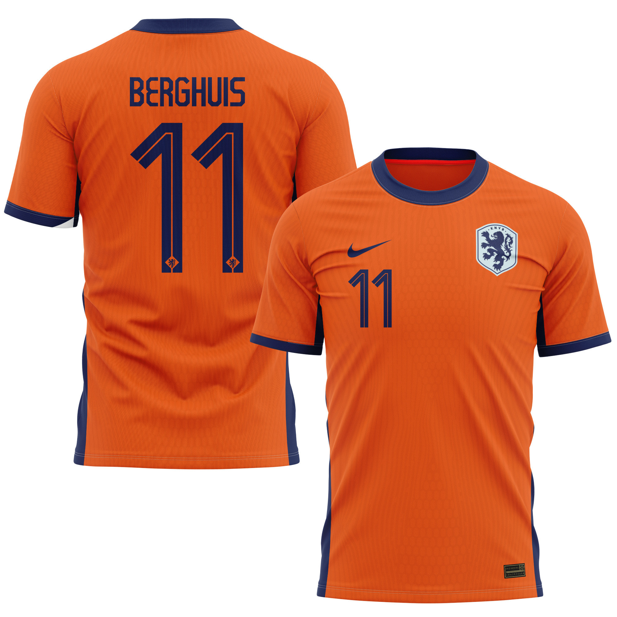 Steven Berghuis 11 Netherlands National Team 2024 Home Kits AOP T-shirt - Orange