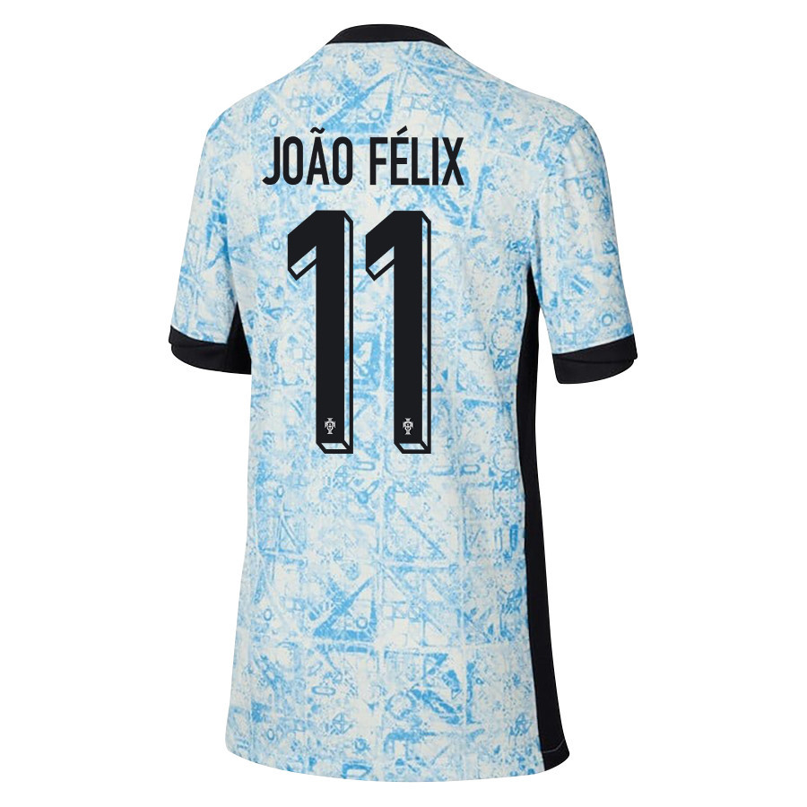 João Félix 11 Portugal National Team 2024/25 Away YOUTH Jersey - Cream/Blue