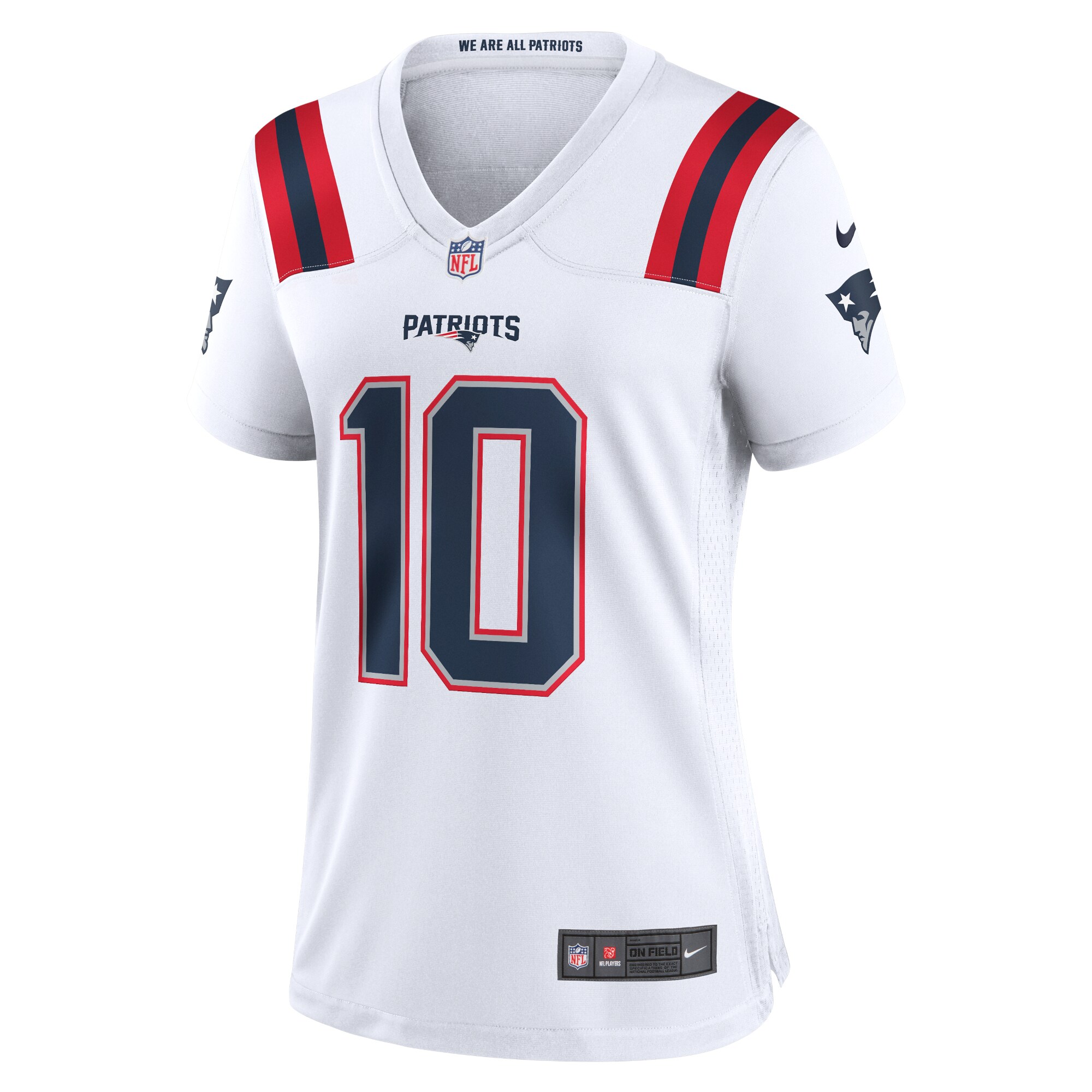 Mac Jones New England Patriots  Women's Game Jersey - White
