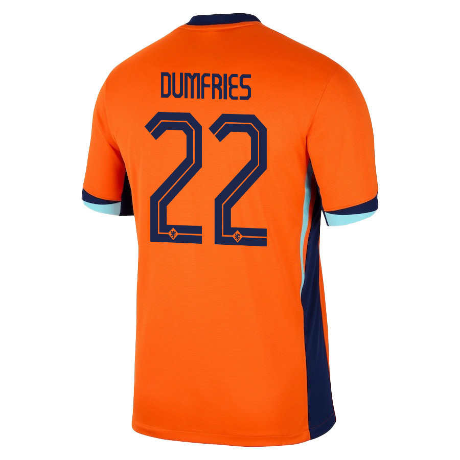 Denzel Dumfries 22 Netherlands National Team 2024/25 Home Men Jersey - Orange