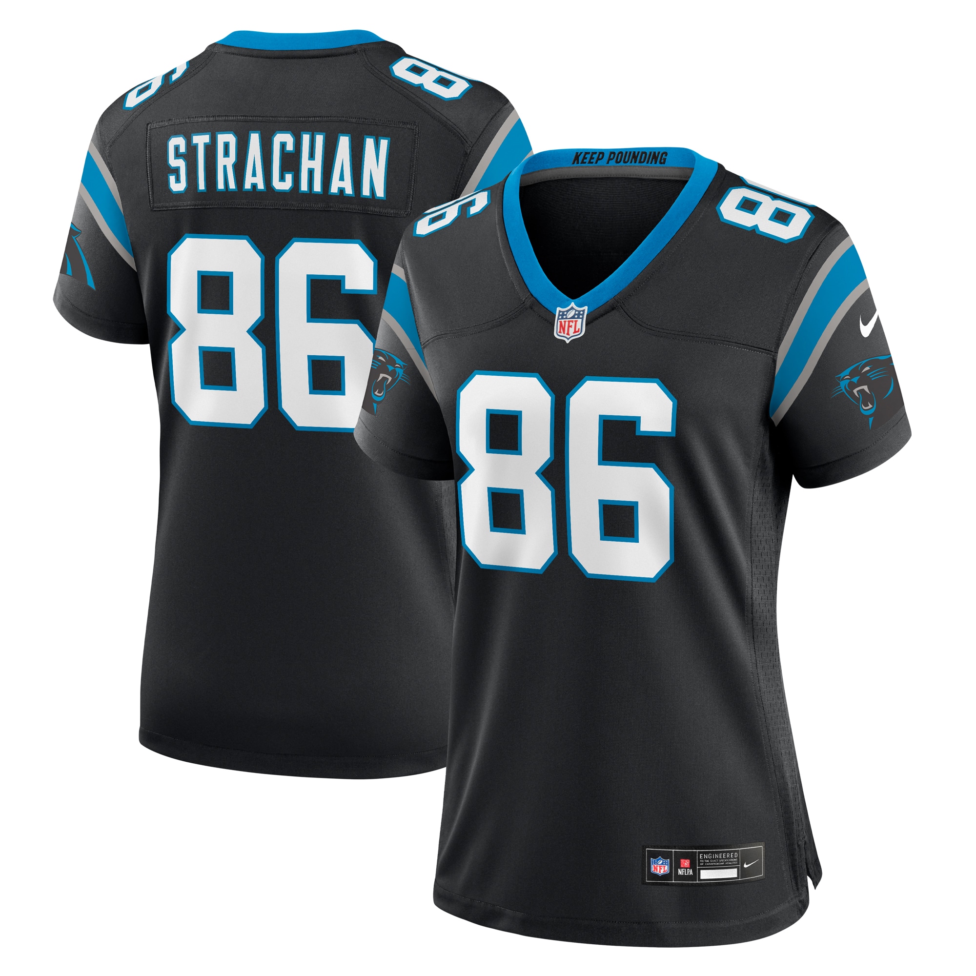 Mike Strachan Carolina Panthers  Women's  Game Jersey -  Black