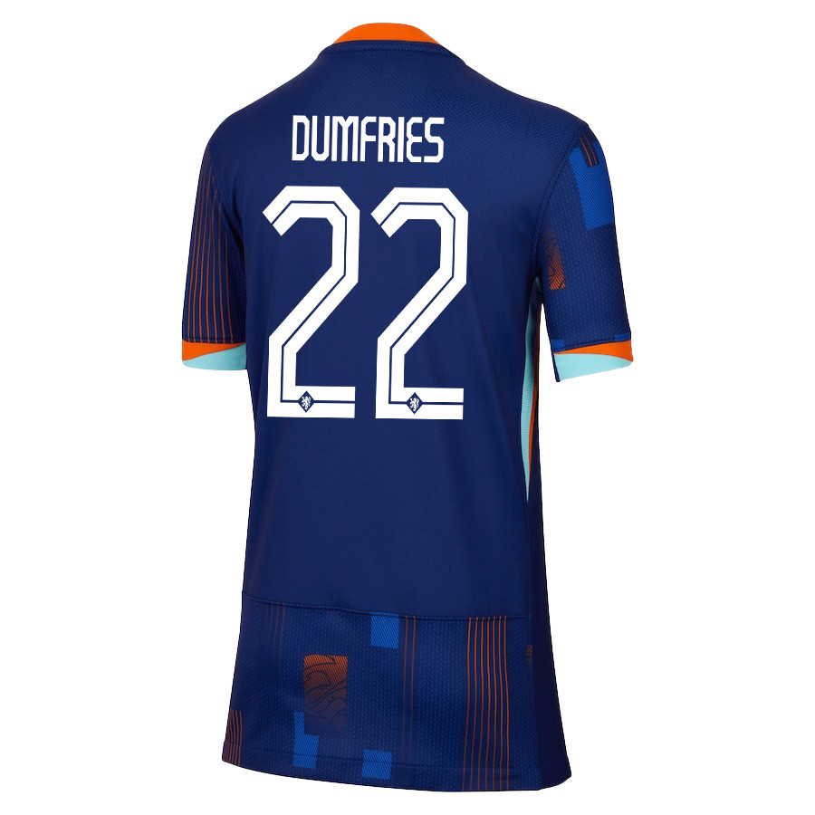 Denzel Dumfries 22 Netherlands National Team 2024/25 Away YOUTH Jersey - Navy