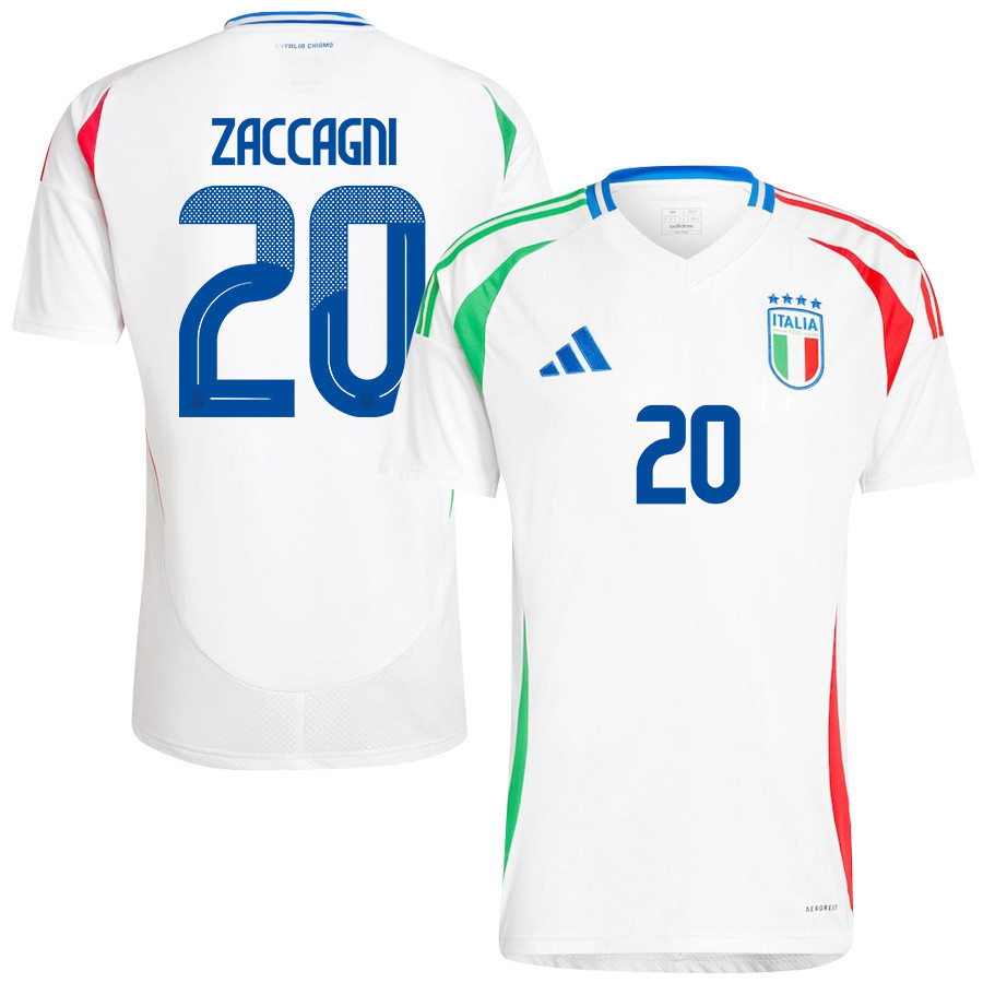 Mattia Zaccagni 20 Italy National Team 2024/25 Away Men Jersey - White