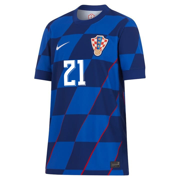 Domagoj Vida 21 Croatia National Team 2024 Away YOUTH Jersey - Blue