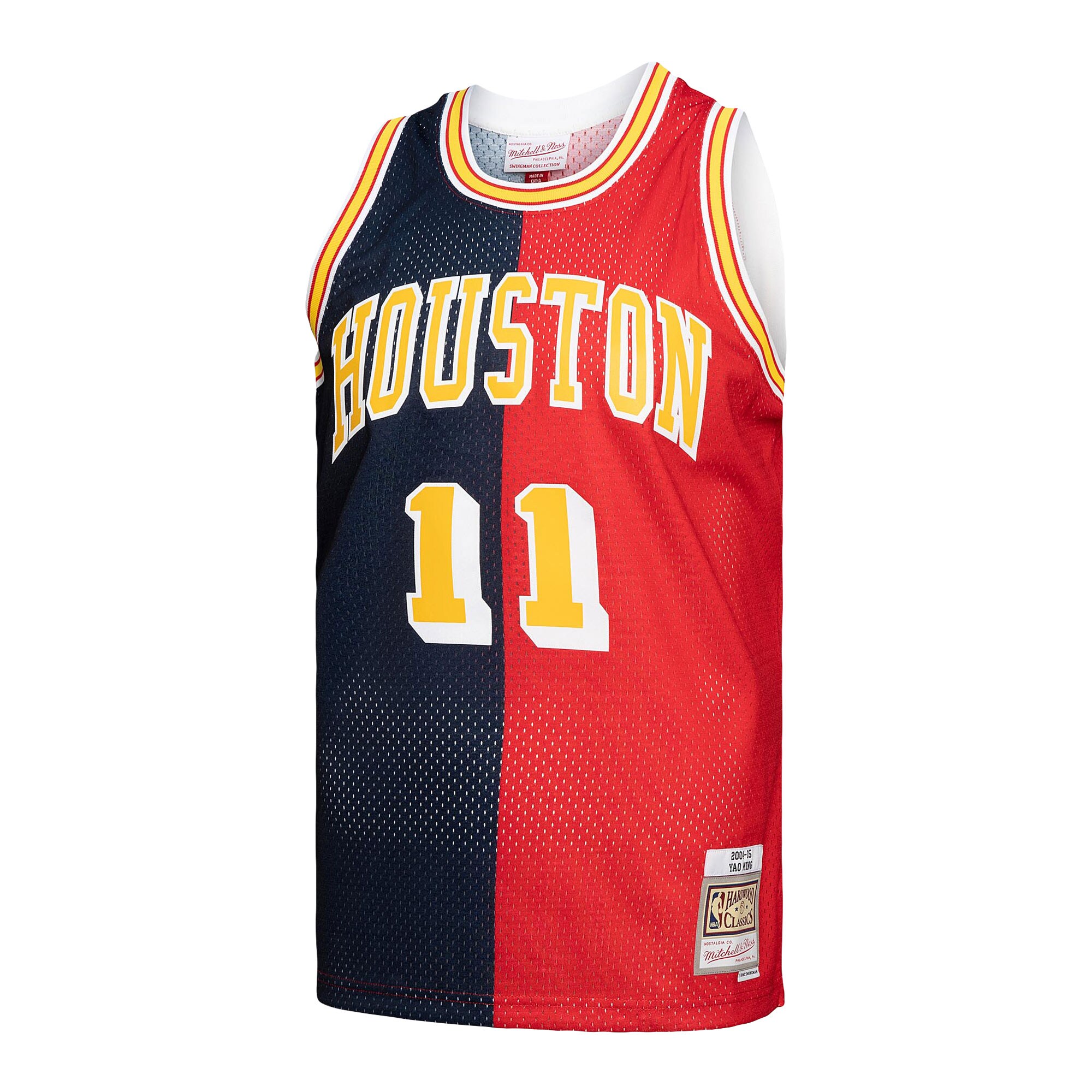 Yao Ming Houston Rockets Mitchell & Ness Hardwood Classics 2004\/05 Split Swingman Jersey - Navy\/Red