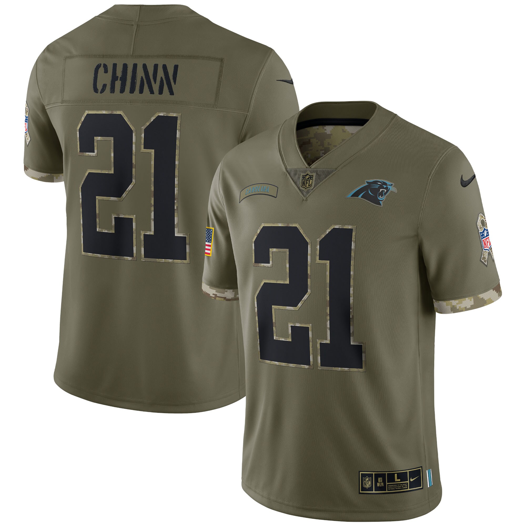 Jeremy Chinn Carolina Panthers  2022 Salute To Service Limited Jersey - Olive