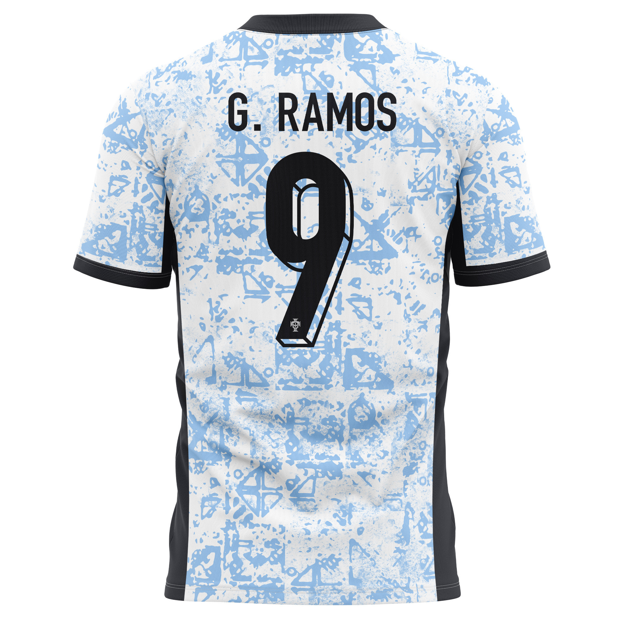 Gonçalo Ramos 9 Portugal National Team 2024/25 Away Kits AOP T-shirt - Cream/Blue