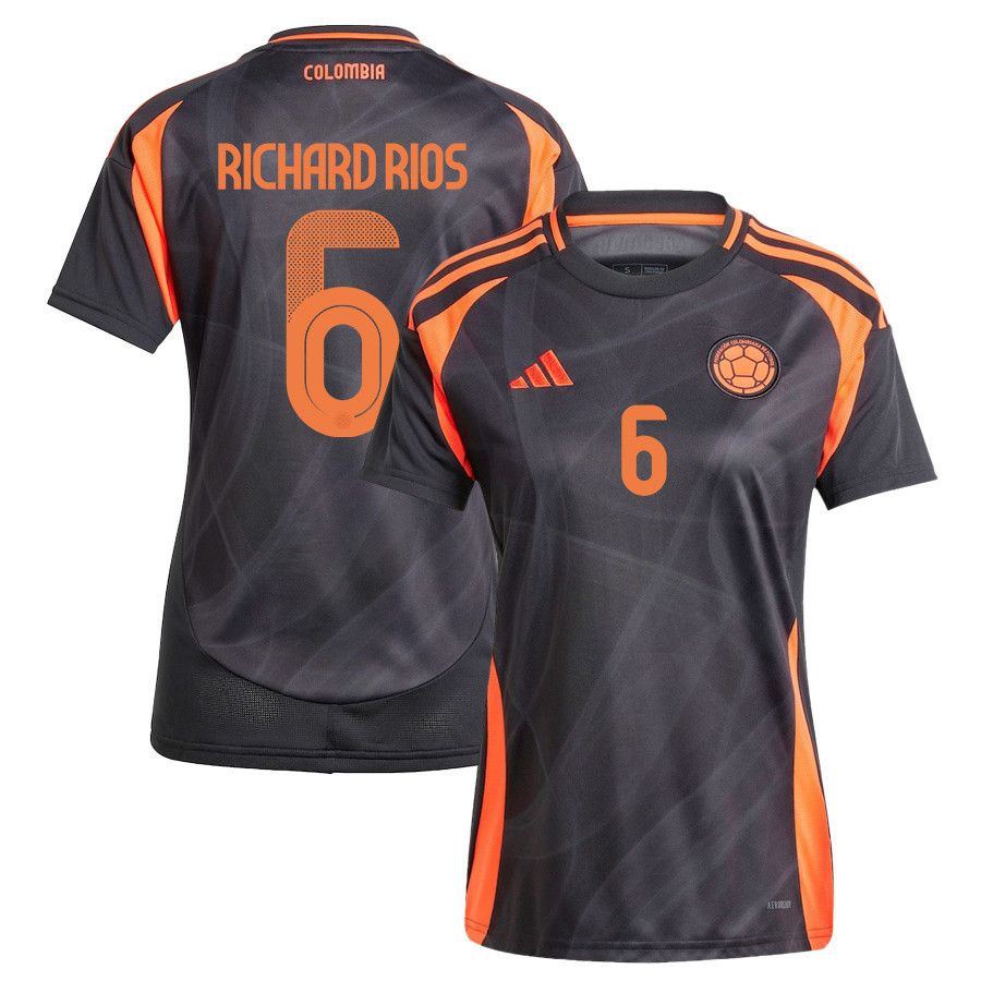 Richard Rios 6 Colombia National Team 2024/25 Away Women Jersey - Black