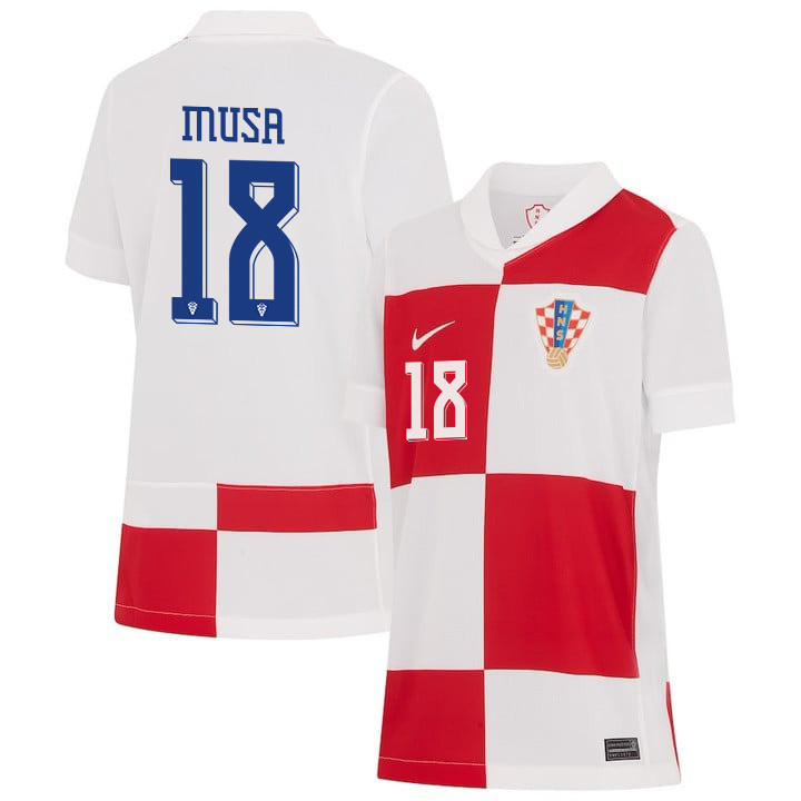 Petar Musa 18 Croatia National Team 2024 Home YOUTH Jersey - White