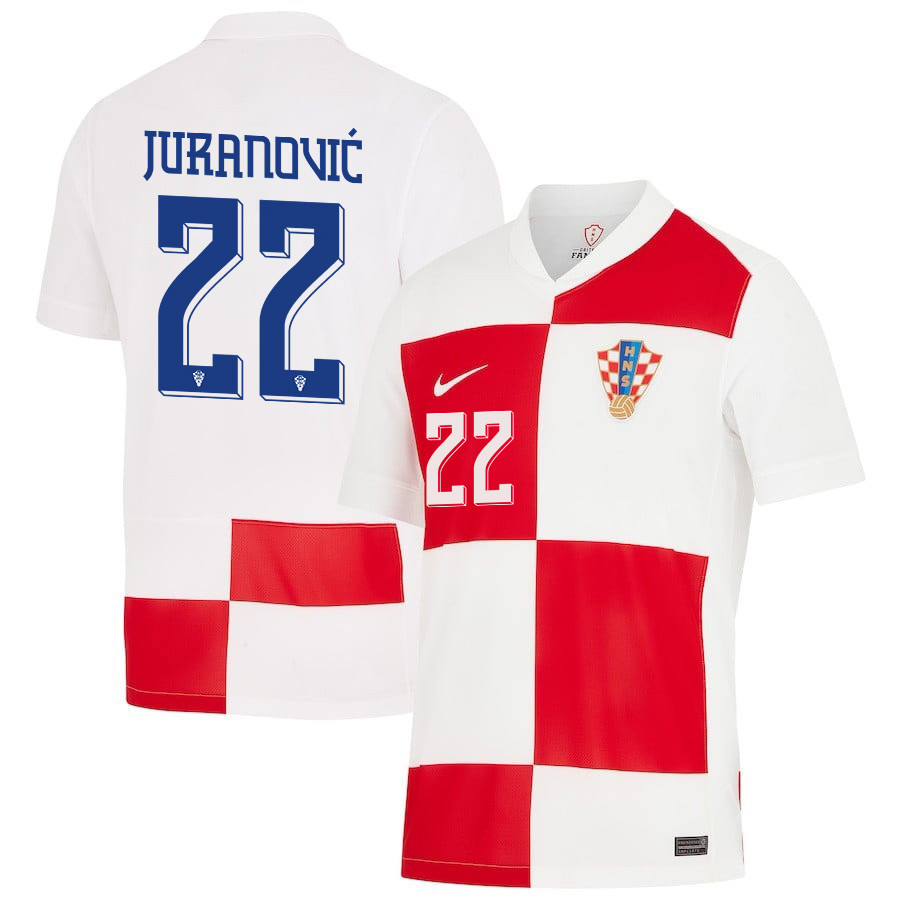 Josip Juranović 22 Croatia National Team 2024 Home Men Jersey - White