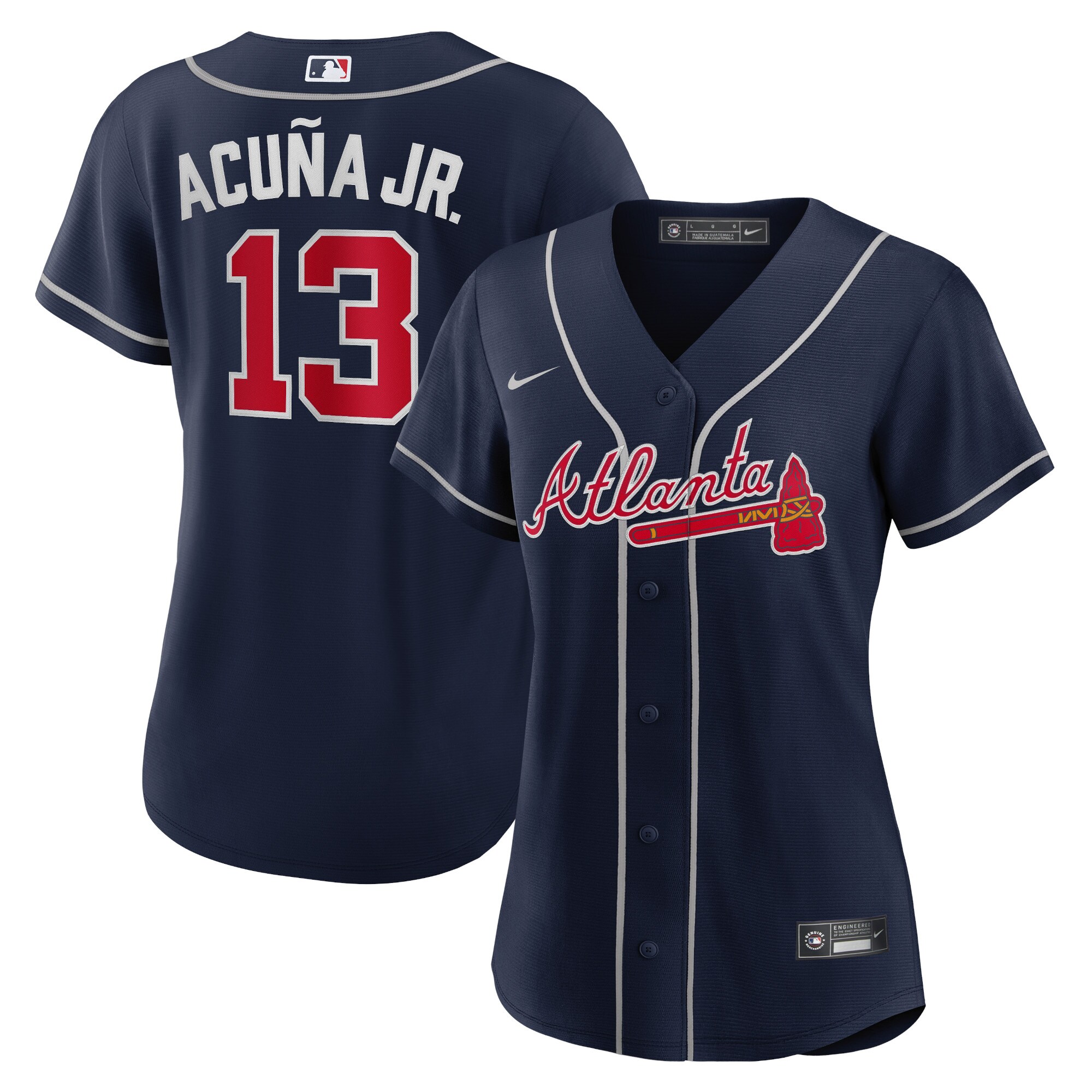 Ronald Acuna Jr. Atlanta Braves  Women's Alternate Replica Player Jersey - Navy