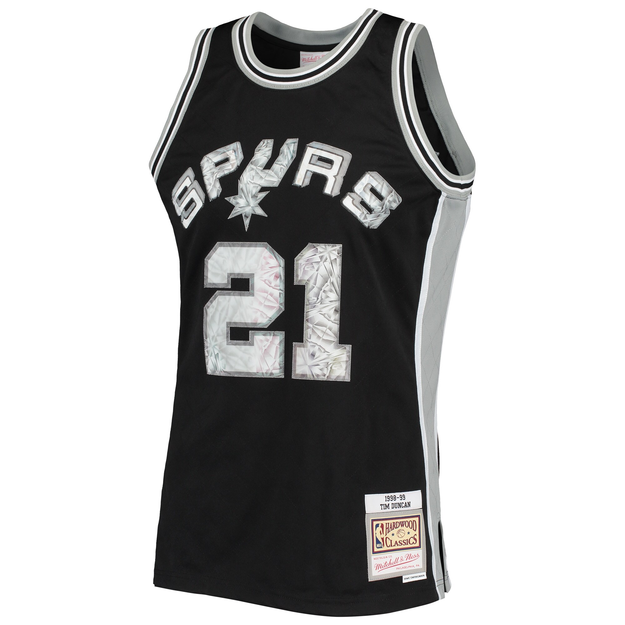 Tim Duncan San Antonio Spurs Mitchell & Ness 1998\/99 Hardwood Classics NBA 75th Anniversary Diamond Swingman Jersey - Black