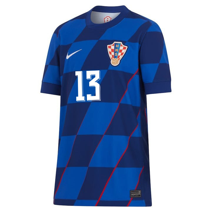 Nikola Vlašić 13 Croatia National Team 2024 Away YOUTH Jersey - Blue