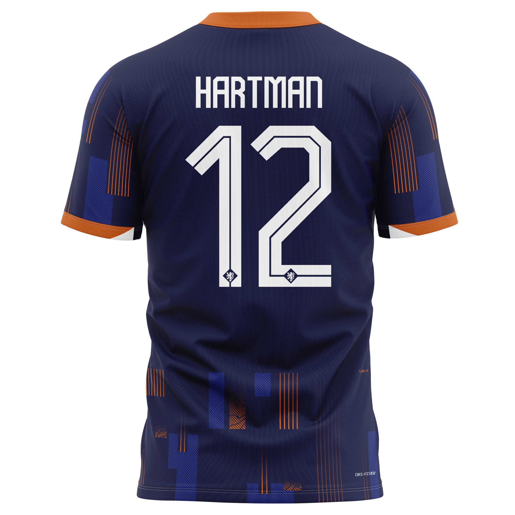 Quilindschy Hartman 12 Netherlands National Team 2024 Away Kits AOP T-shirt - Navy