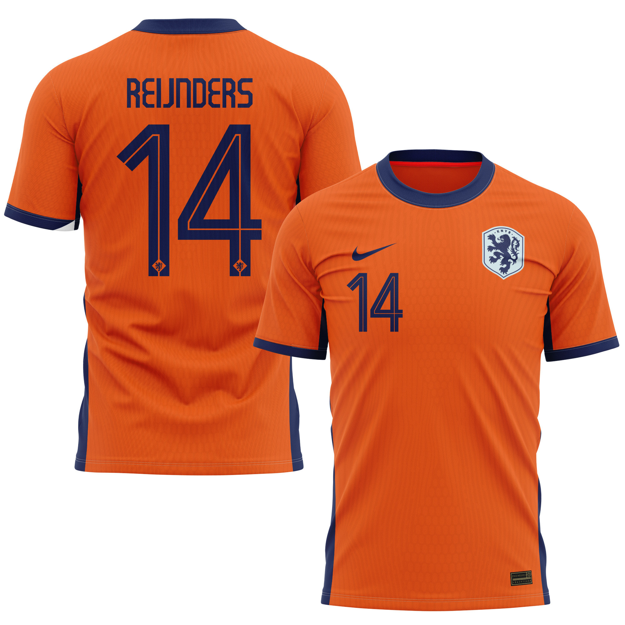 Tijjani Reijnders 14 Netherlands National Team 2024 Home Kits AOP T-shirt - Orange