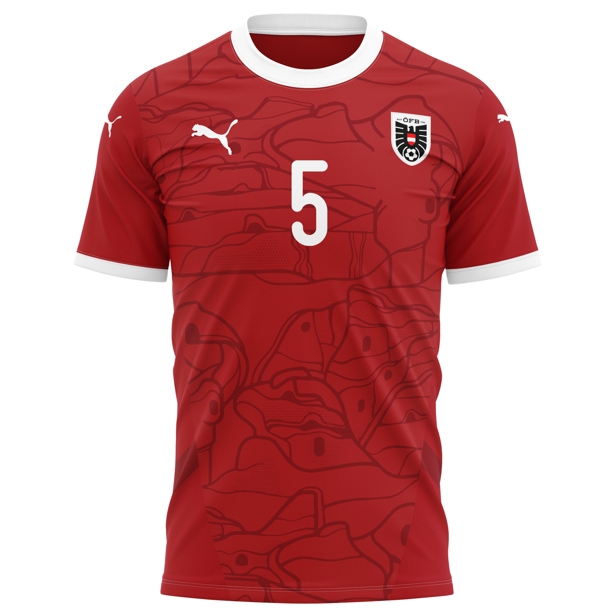 Stefan Posch 5 Austria National Team 2024/25 Home Kits AOP T-shirt - Red