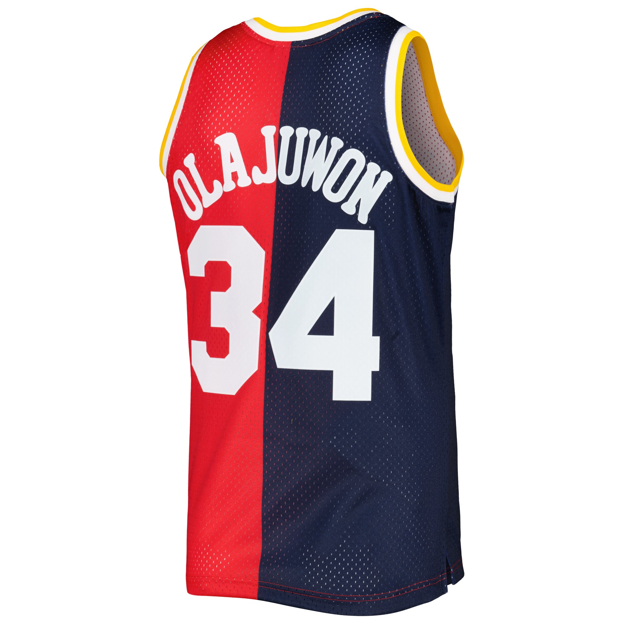 Hakeem Olajuwon Houston Rockets Mitchell & Ness Hardwood Classics 1993\/94 Split Swingman Jersey - Navy\/Red