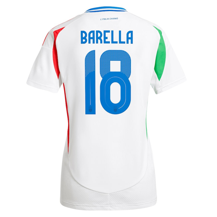 Nicolo Barella 18 Italy National Team 2024 Away Women Jersey - White