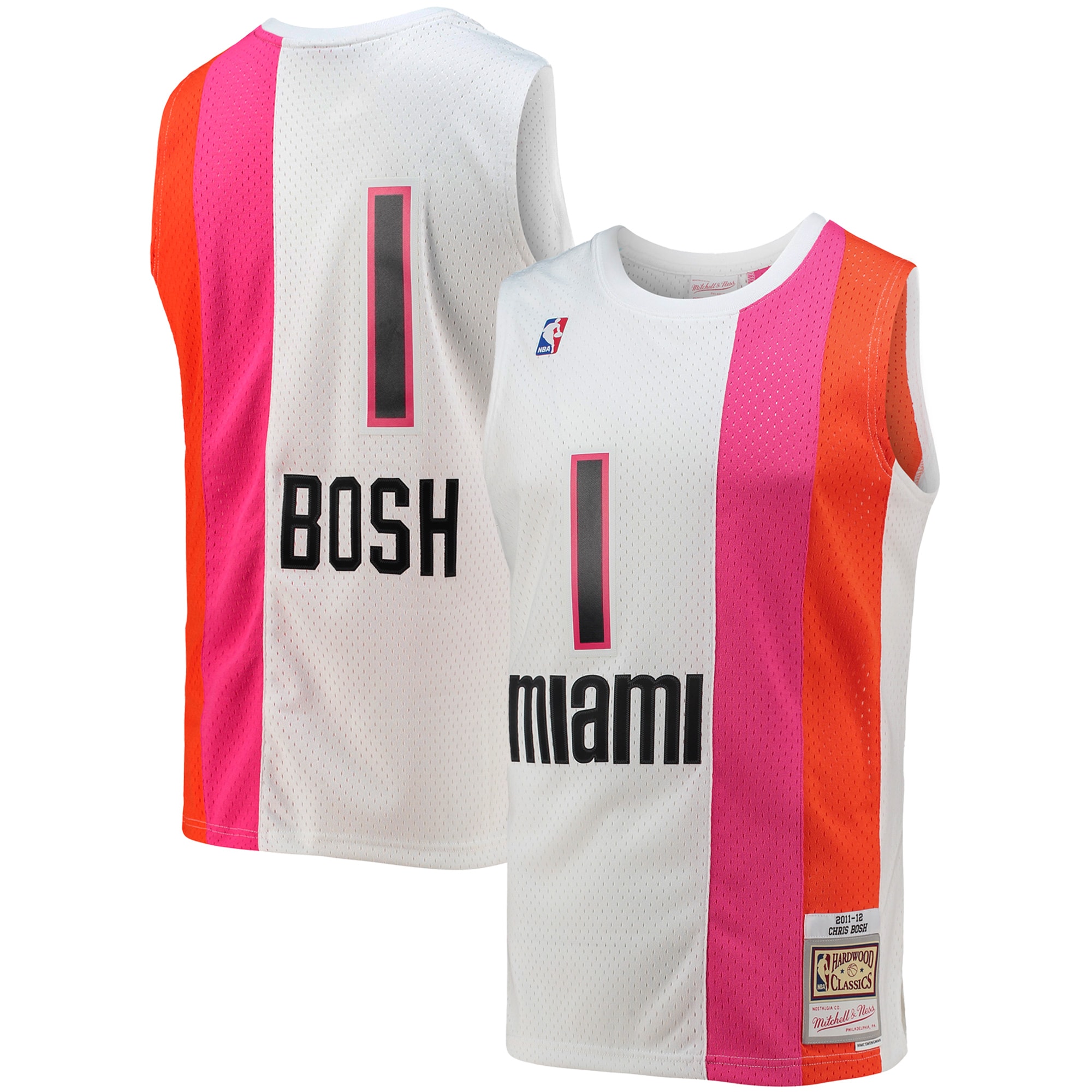 Chris Bosh Miami Heat Mitchell & Ness 2001\/02 Hardwood Classics Swingman Jersey - White