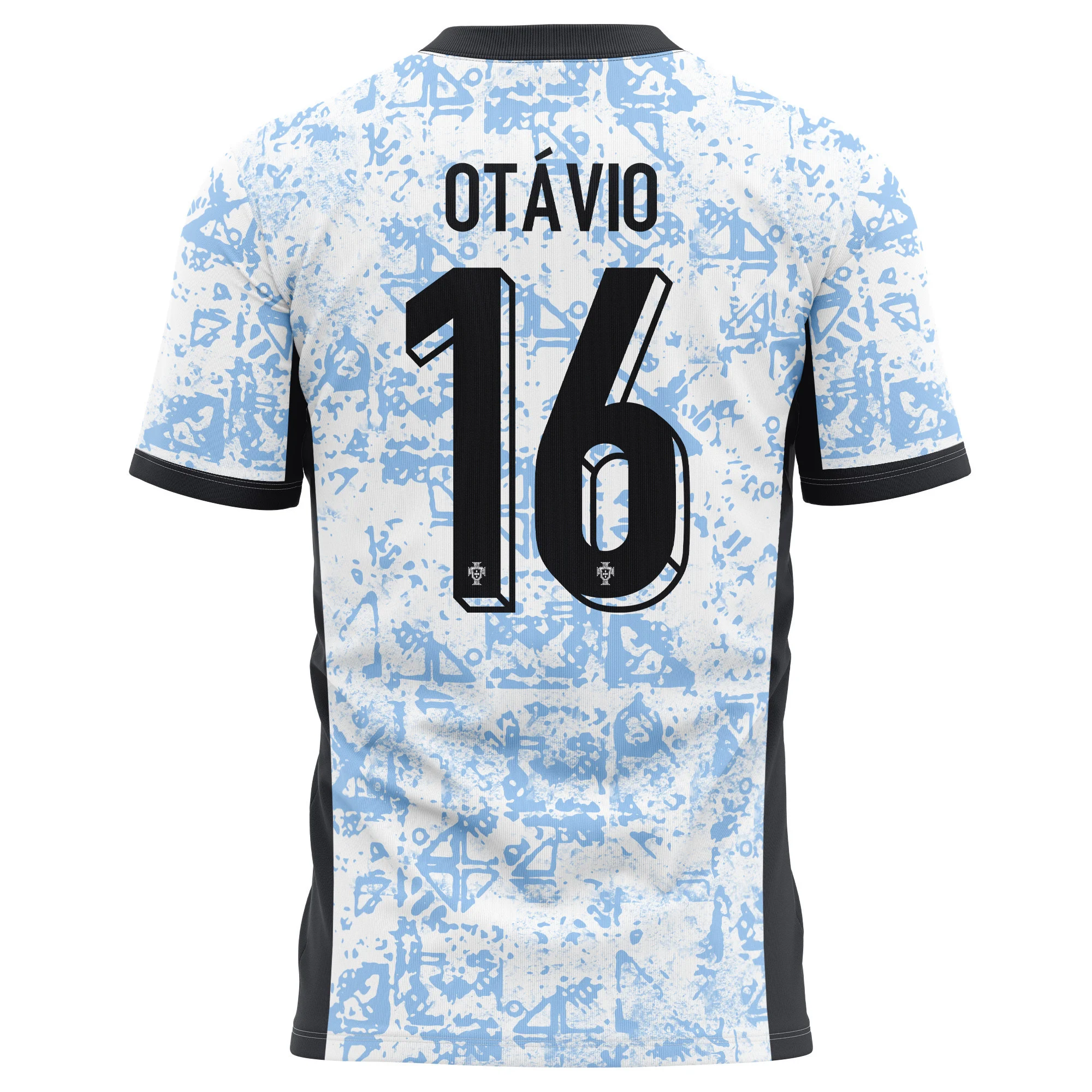 Otávio 16 Portugal National Team 2024/25 Away Kits AOP T-shirt - Cream/Blue