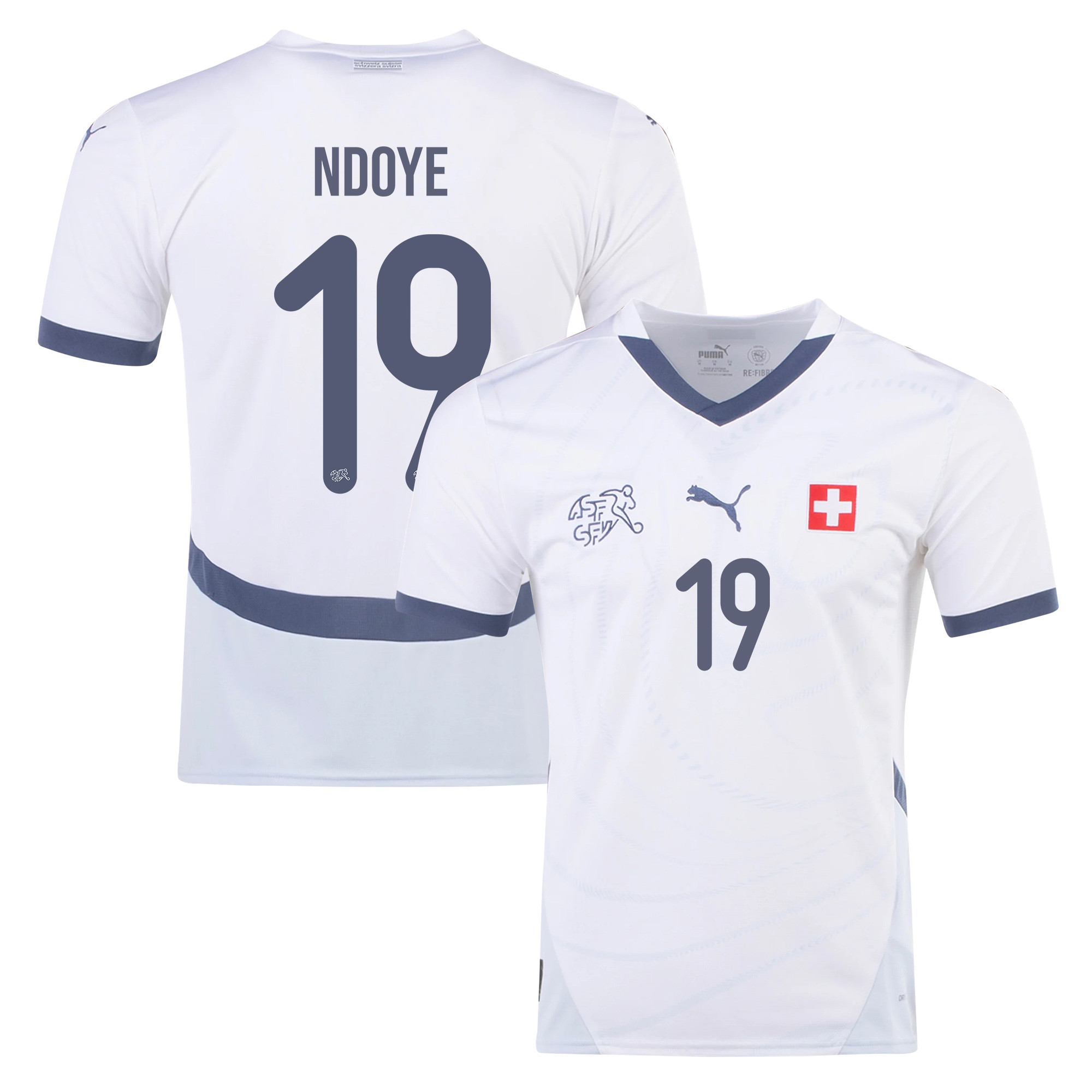 Dan Ndoye 19 Switzerland National Team 2024/25 Away Men Jersey - White