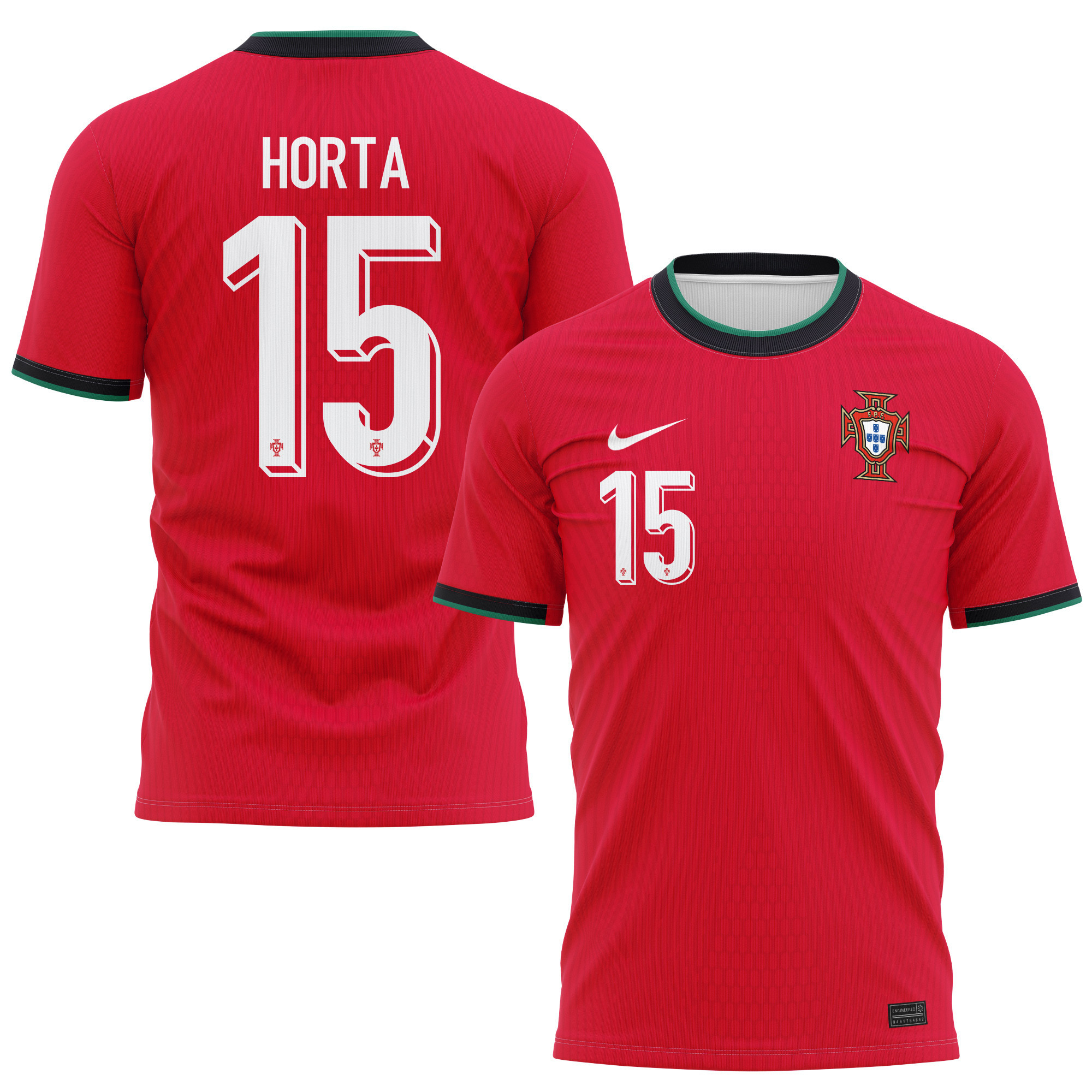 Ricardo Horta 15 Portugal National Team 2024/25 Home Kits AOP T-shirt - Red