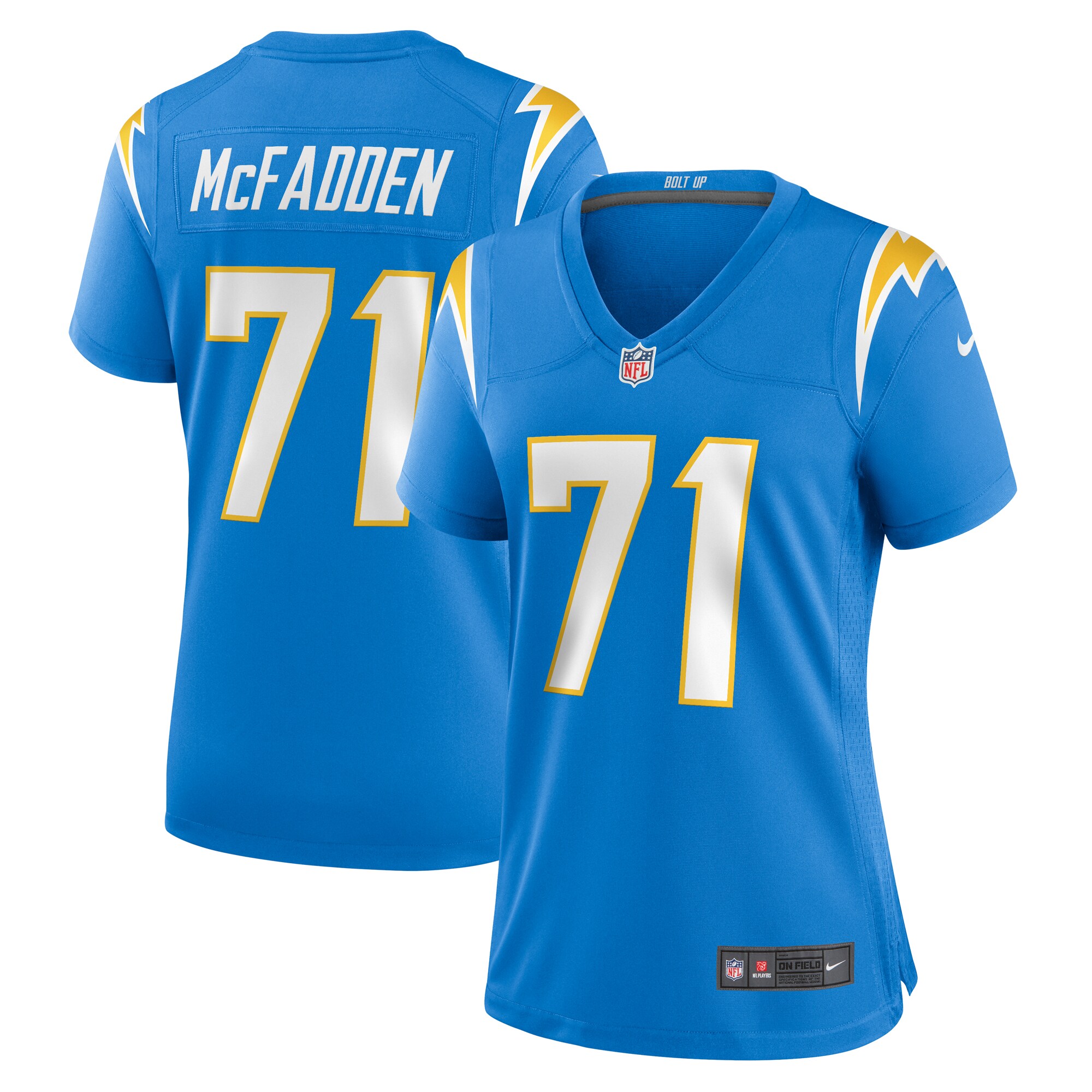 Jordan McFadden Los Angeles Chargers  Women's Team Game Jersey - Powder Blue
