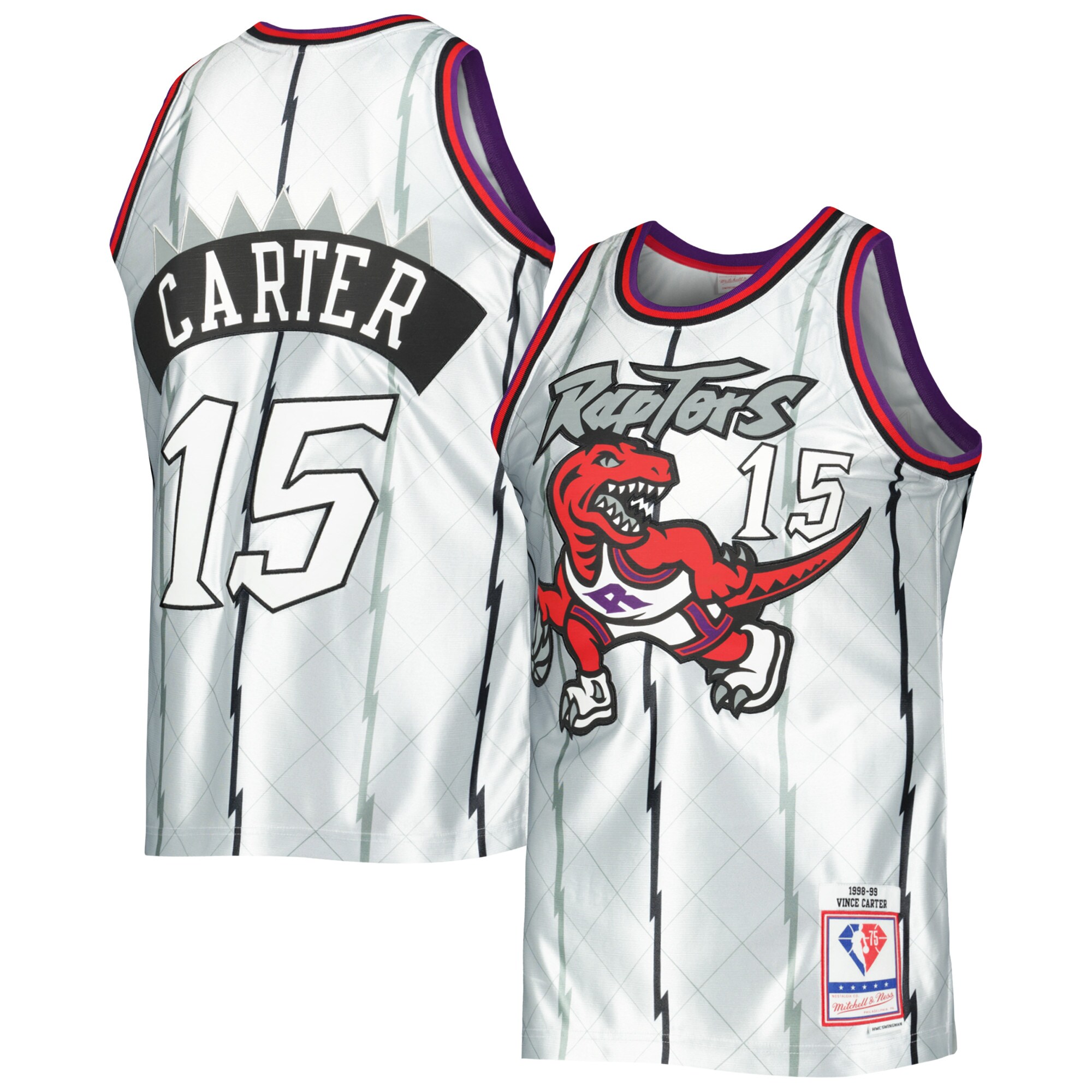 Vince Carter Toronto Raptors Mitchell & Ness 1998\/99 Hardwood Classics 75th Anniversary Swingman Jersey - Platinum