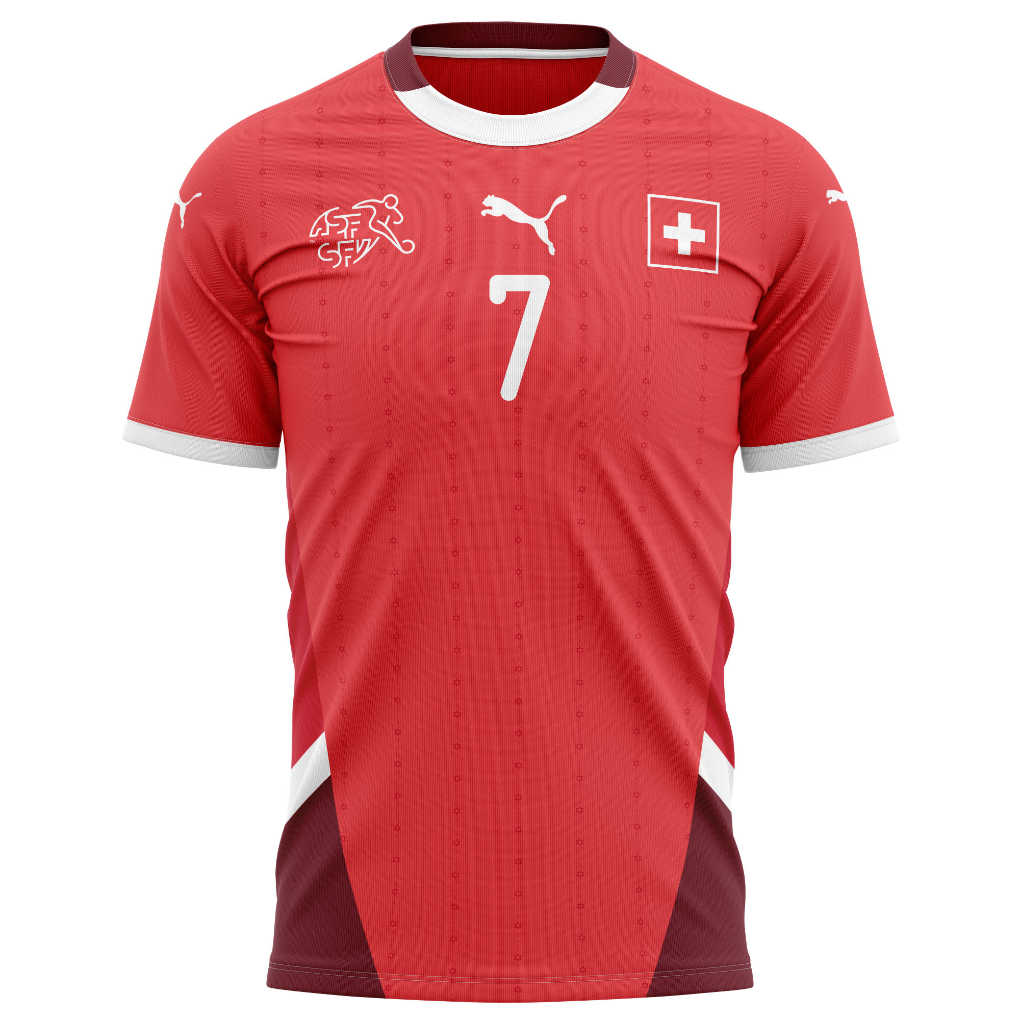 Breel Embolo 7 Switzerland National Team 2024/25 Home Kits AOP T-shirt - Red