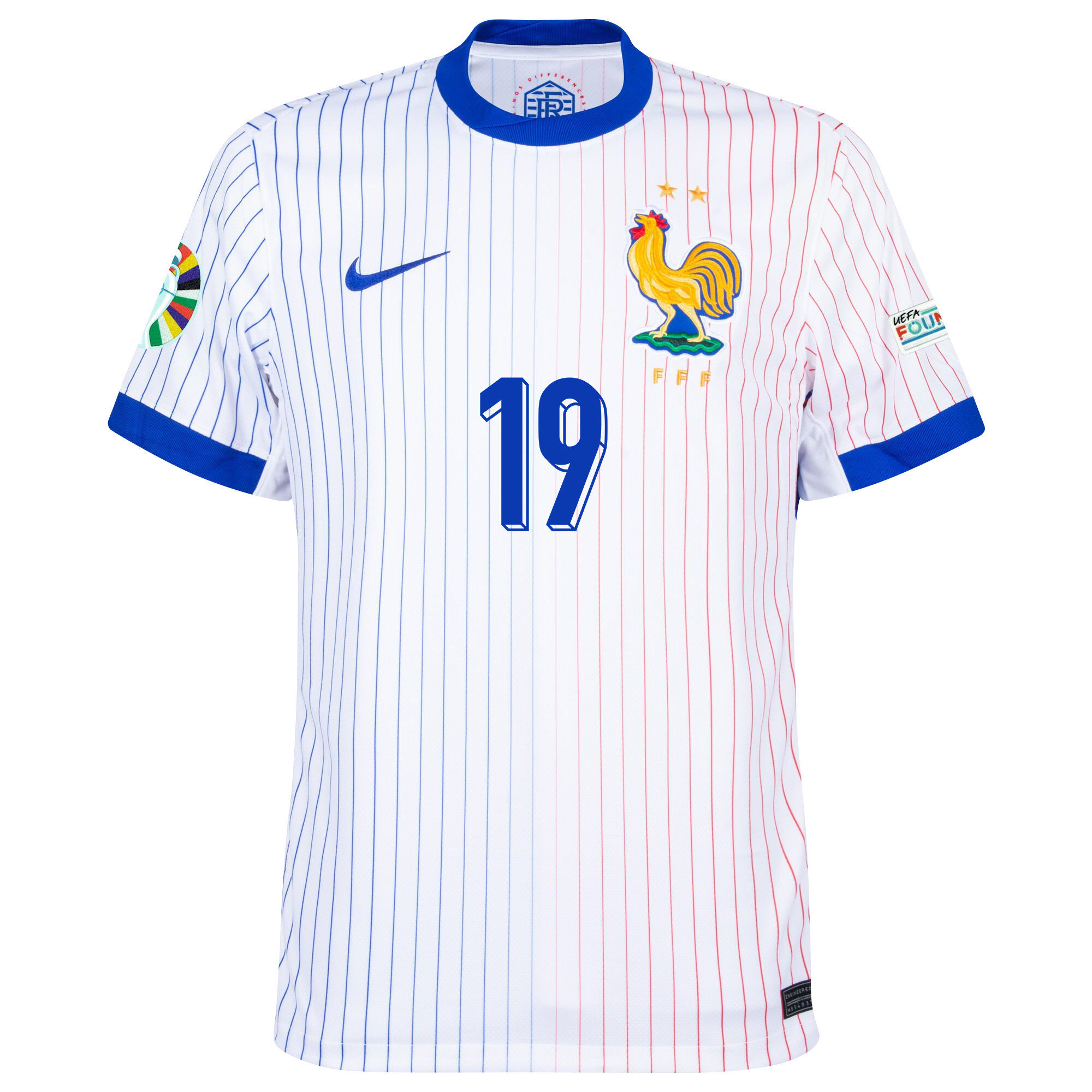 Youssouf Fofana 19 France National Team 2024/25 Away Jersey - Euro UEFA Patch - Men, White