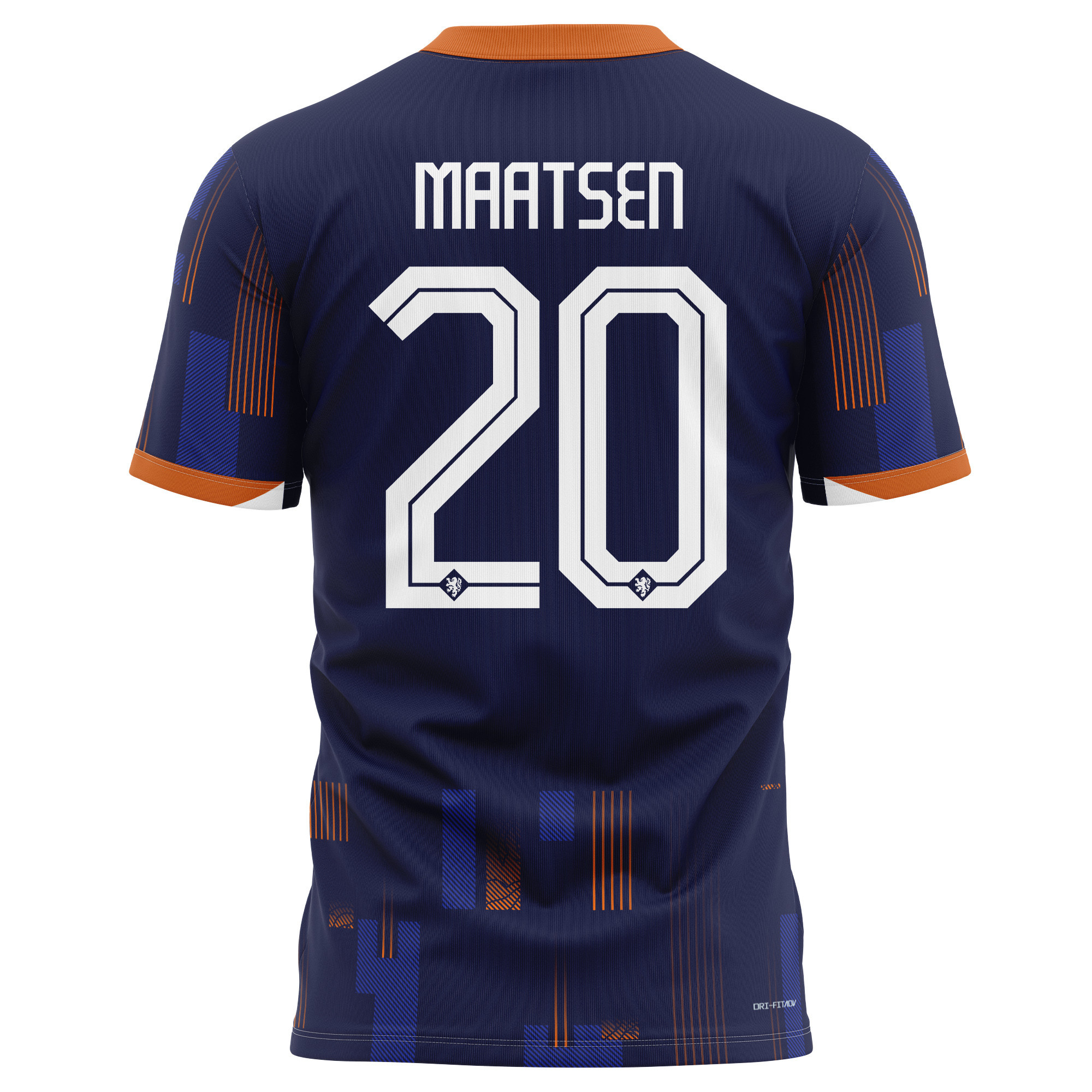 Ian Maatsen 20 Netherlands National Team 2024 Away Kits AOP T-shirt - Navy
