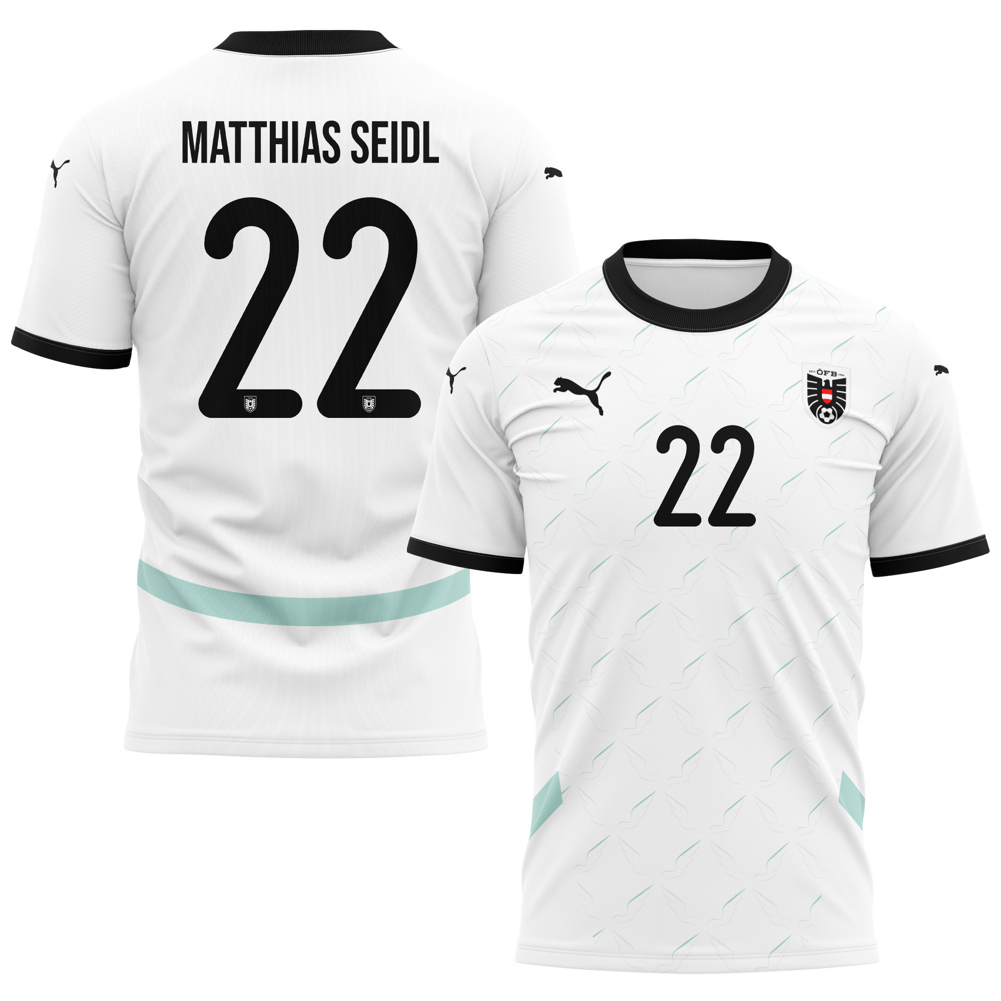 Matthias Seidl 22 Austria National Team 2024/25 Away Kits AOP T-shirt - White