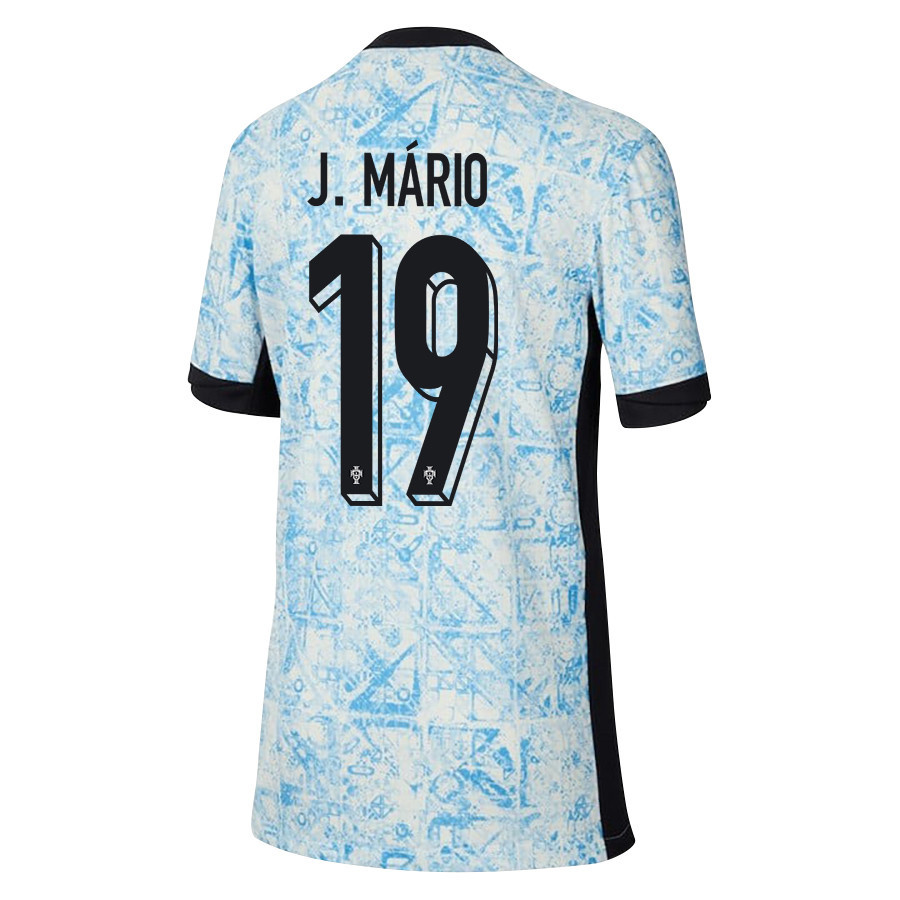 João Mário 19 Portugal National Team 2024/25 Away YOUTH Jersey - Cream/Blue