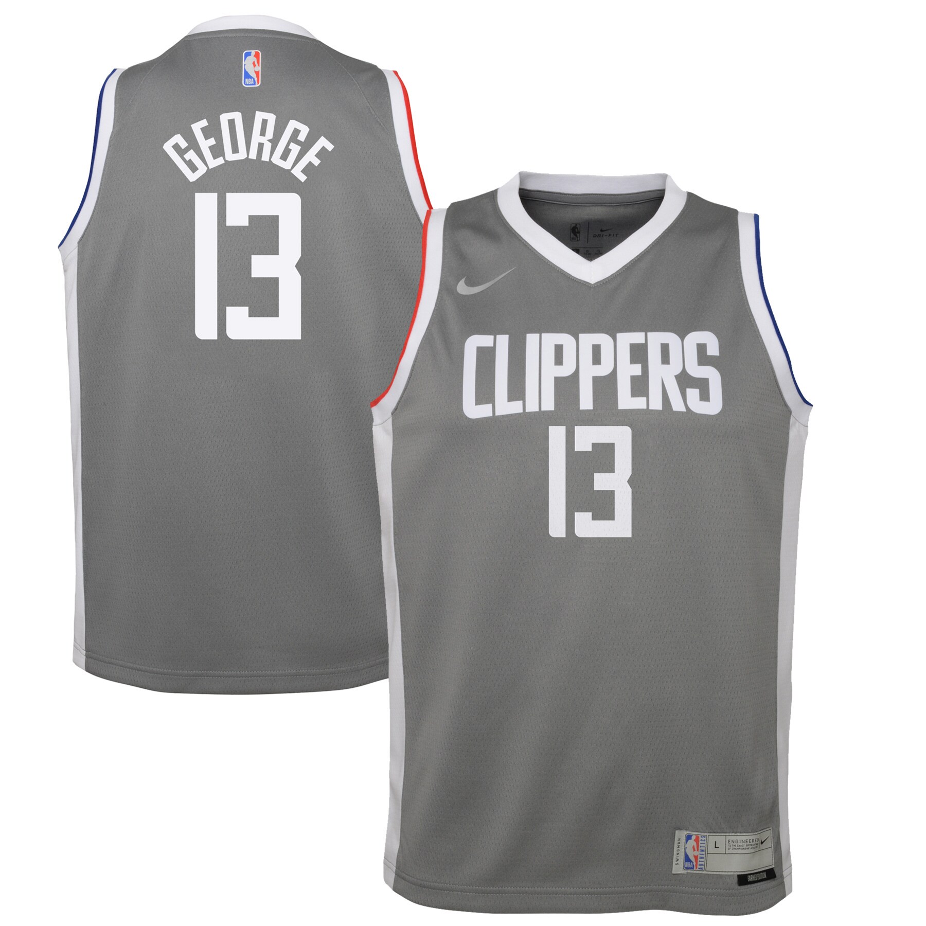 Paul George LA Clippers  Youth 2020\/21 Swingman Player Jersey Gray - Earned Edition