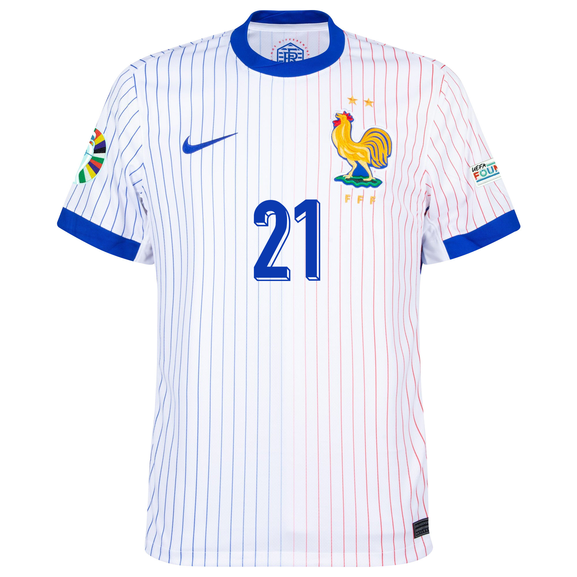Jonathan Clauss 21 France National Team 2024/25 Away Jersey - Euro UEFA Patch - Men, White