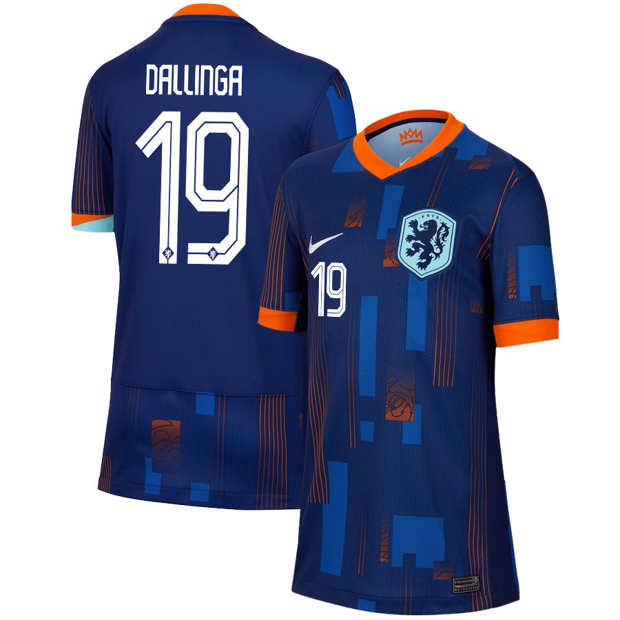 Thijs Dallinga 19 Netherlands National Team 2024/25 Away YOUTH Jersey - Navy